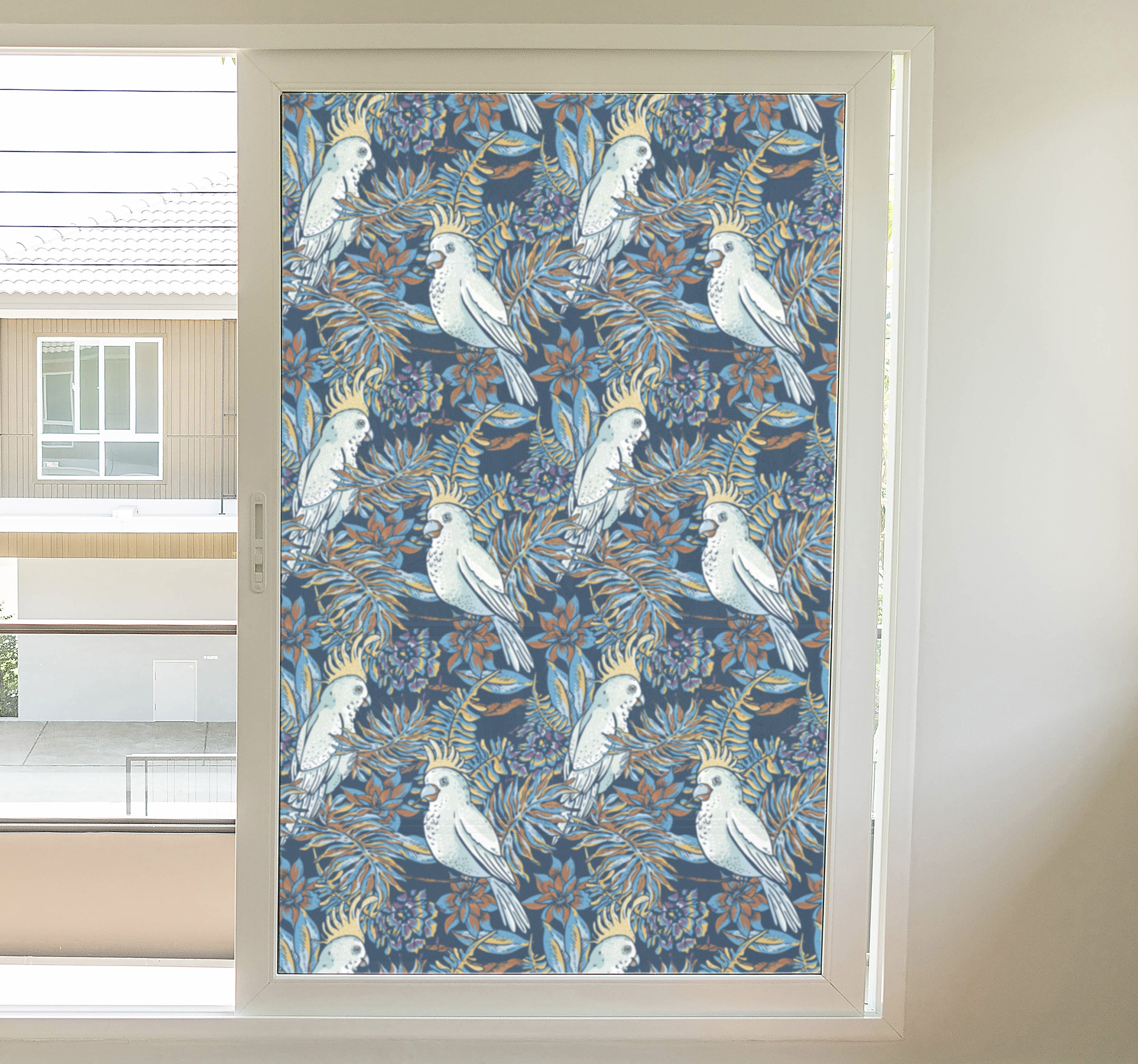 Privacy folie raam vogels en bloemen