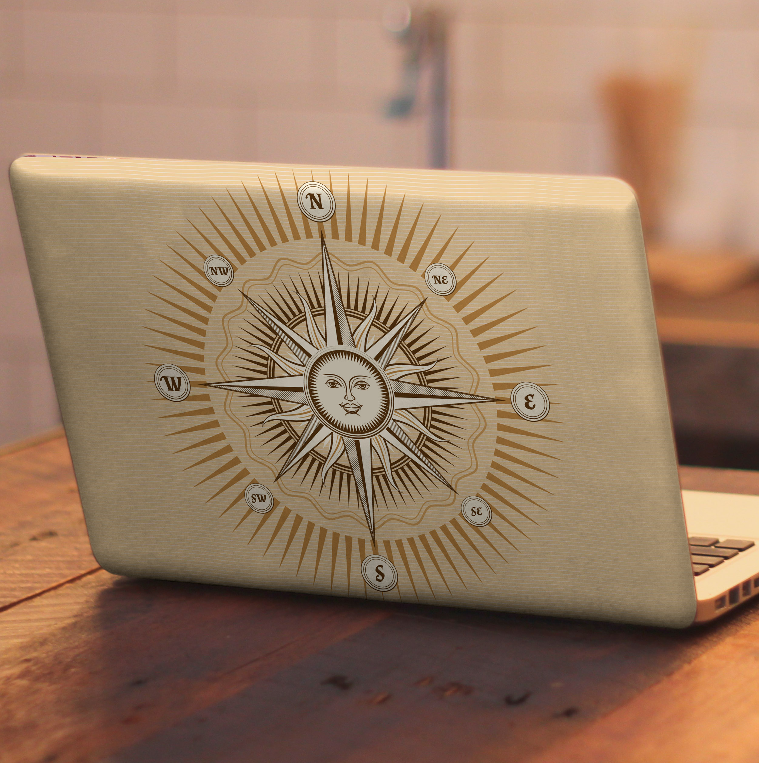 Stickers voor laptop Vintage kompasroos wind