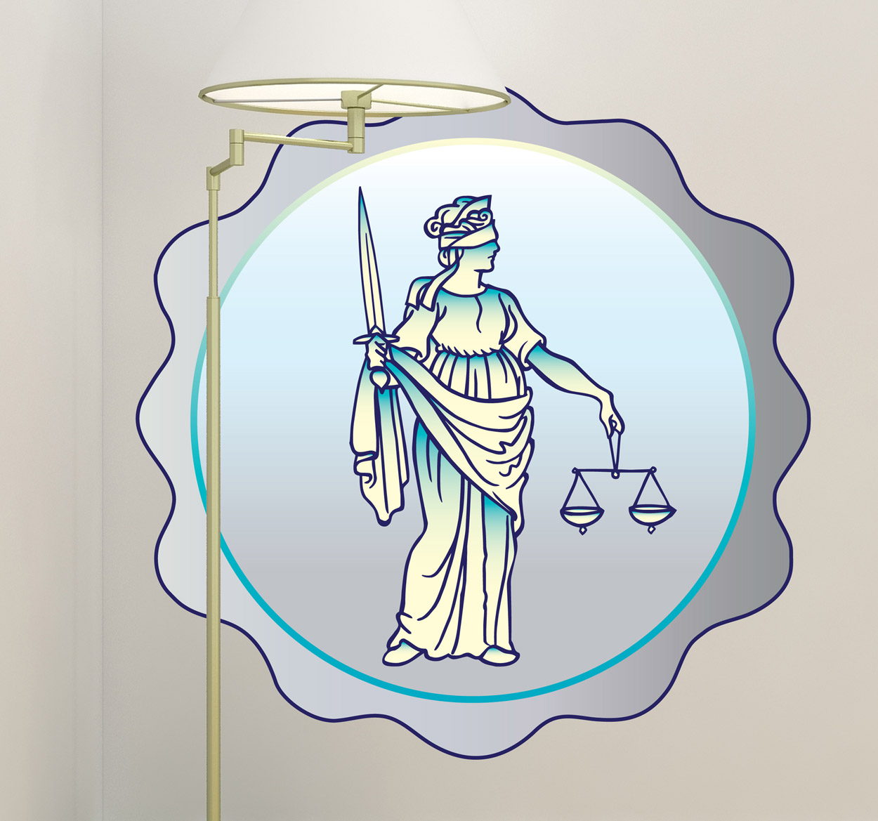 Sticker vrouwe justitia gerechtigheid