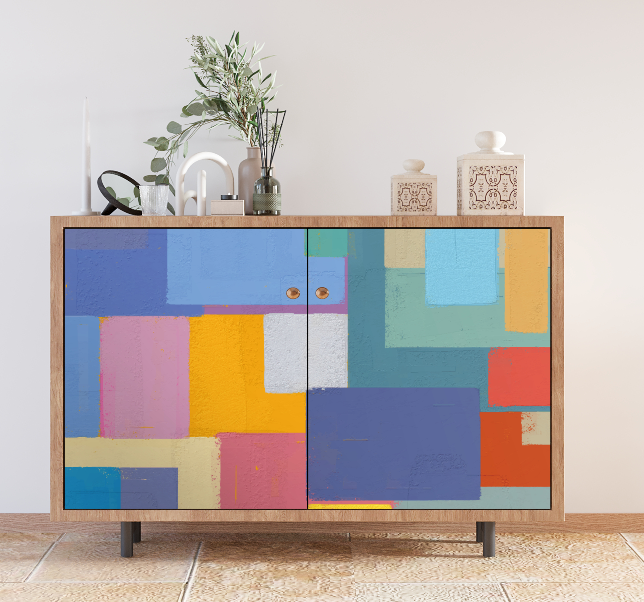 Meubelstickers Abstracte kleurrijke vierkanten