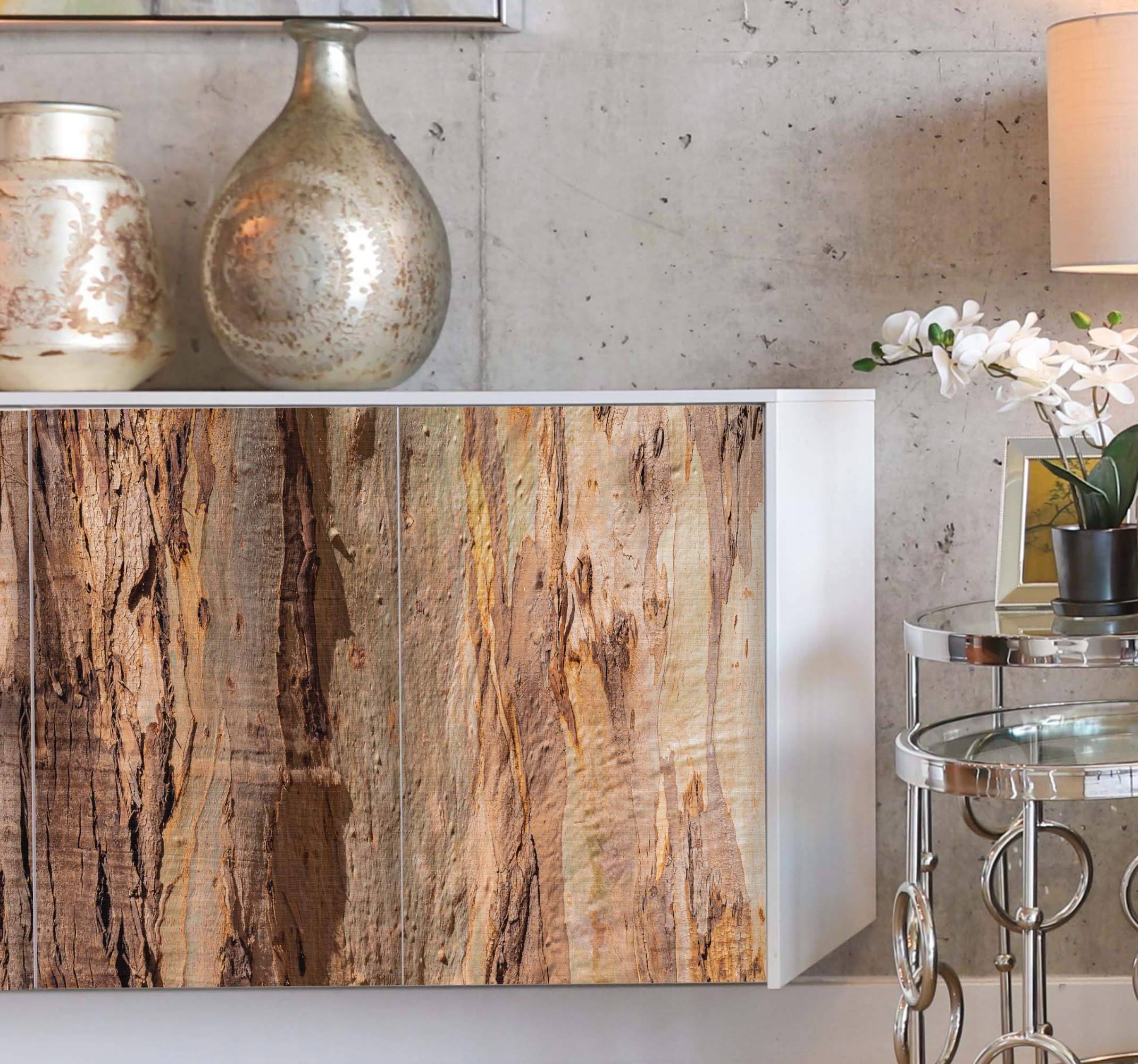 Meubel sticker bruine boomschors textuur