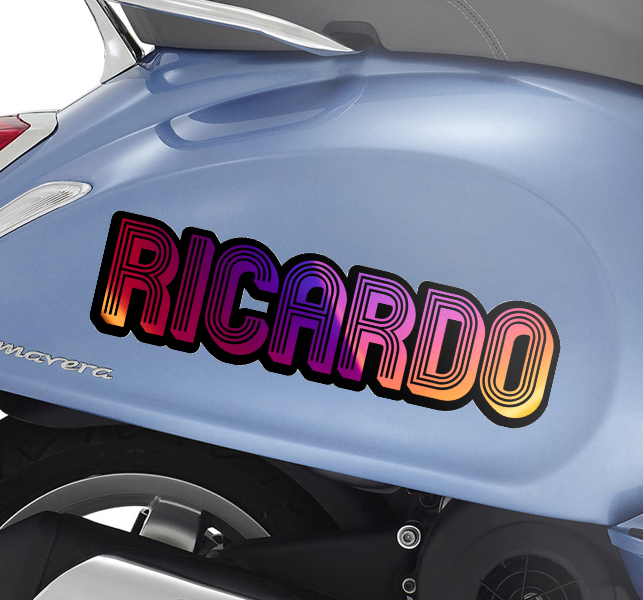 Motor sticker kleurrijke naam