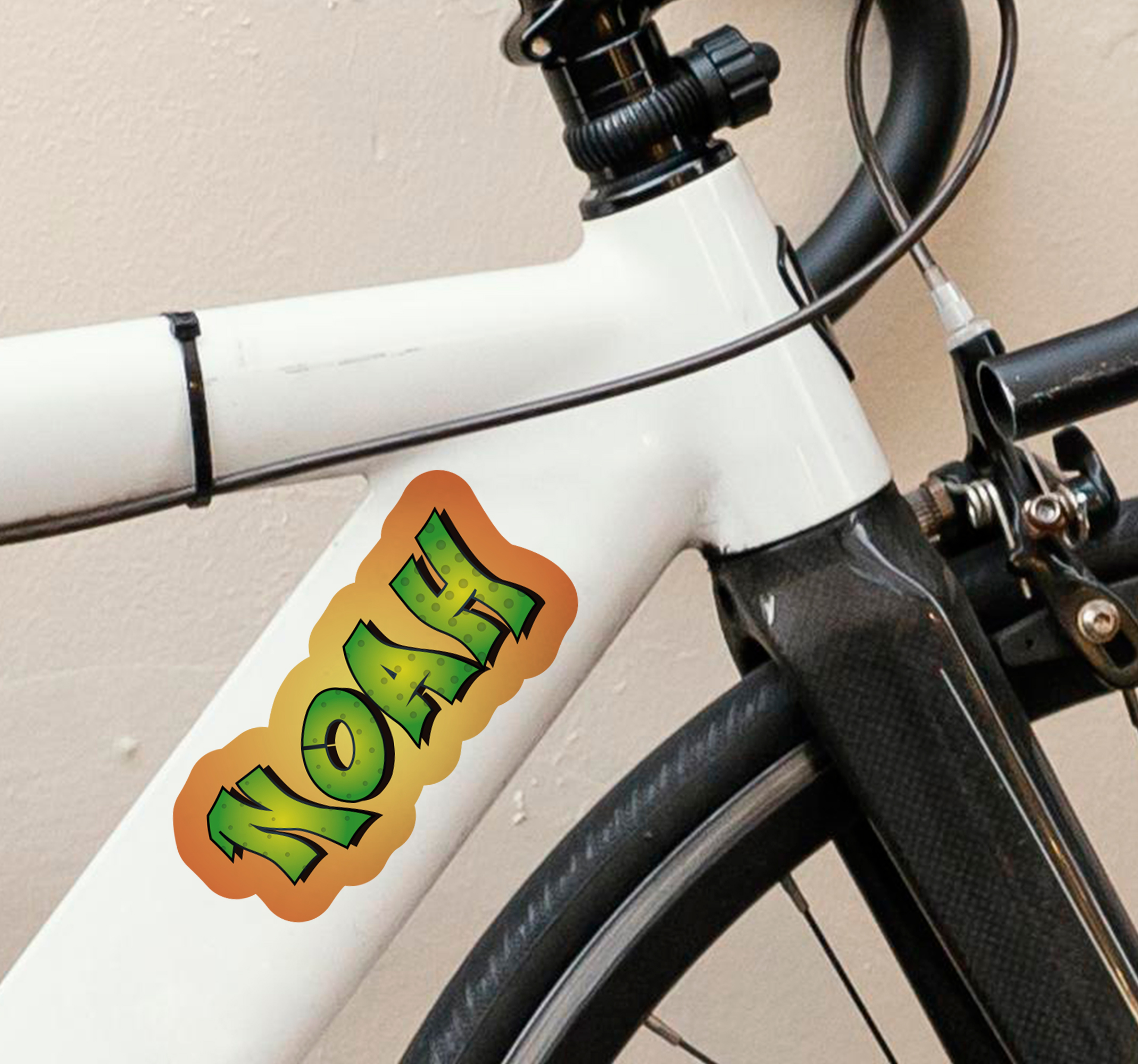 Fiets sticker met naam graffiti