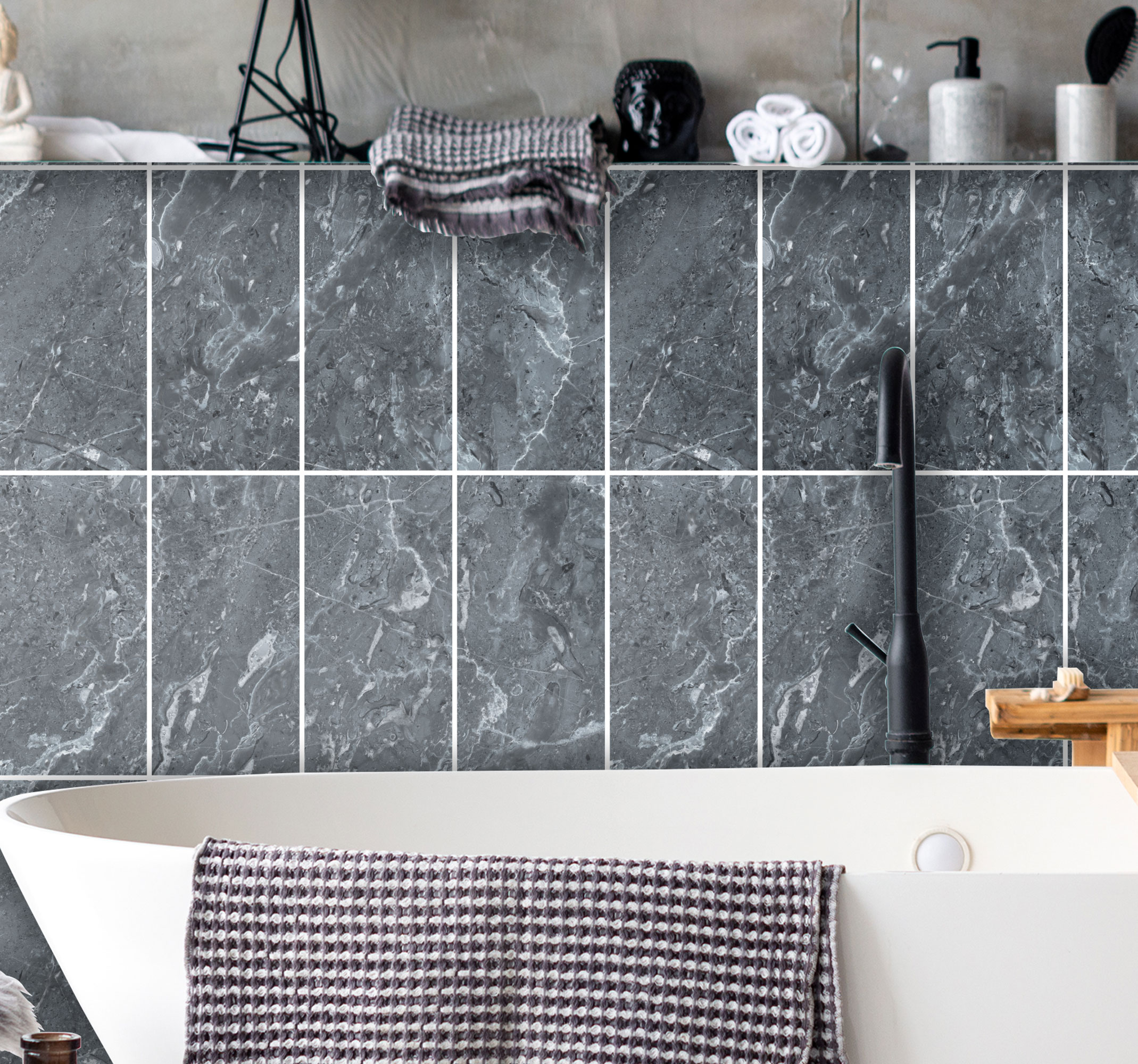 Tegelstickers badkamer grijs marmeren