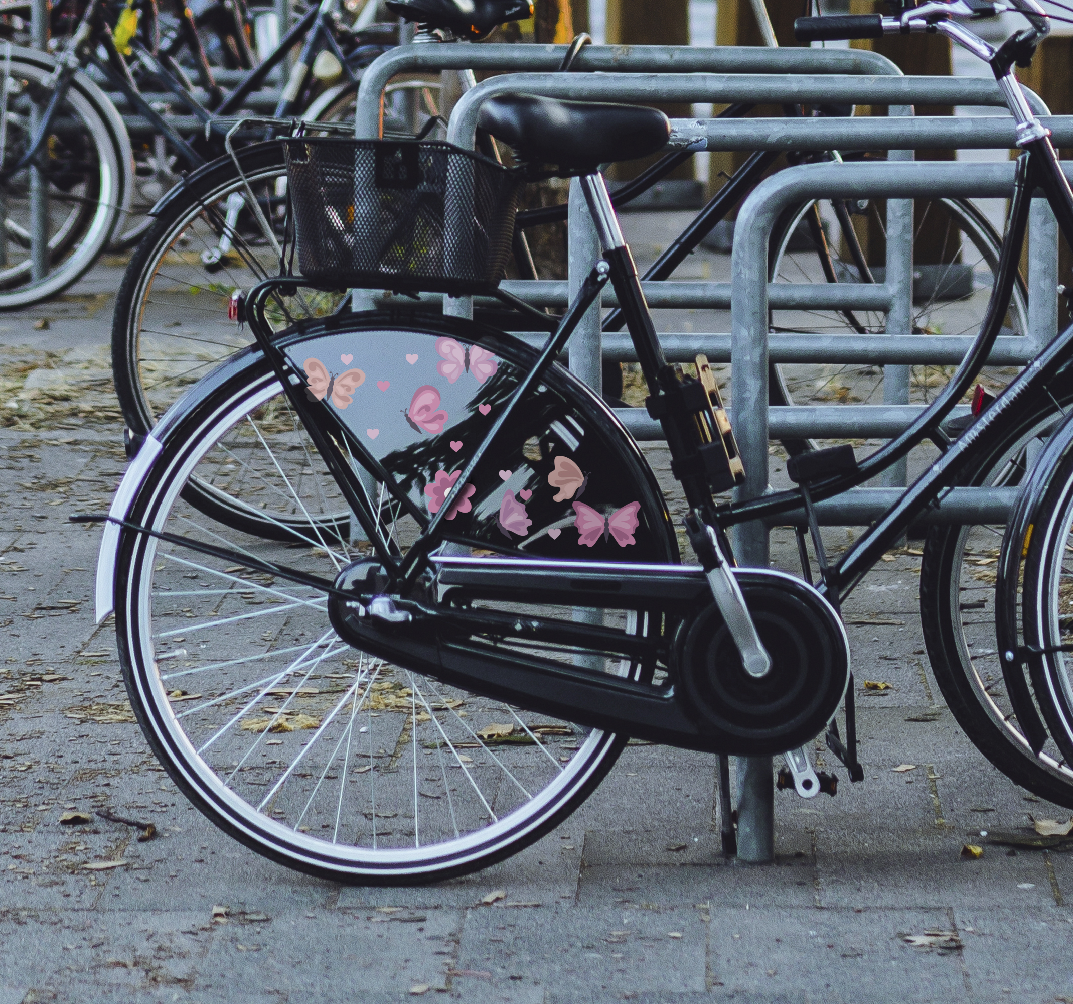 Fietssticker roze vlinders