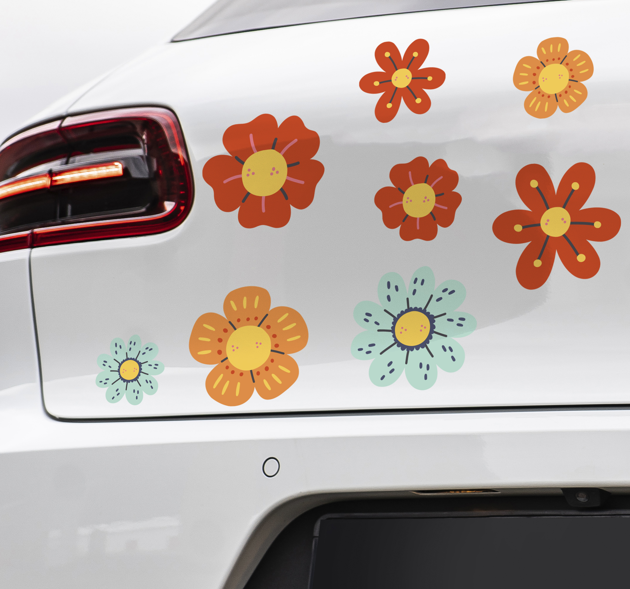 Retro-bloemen auto sticker