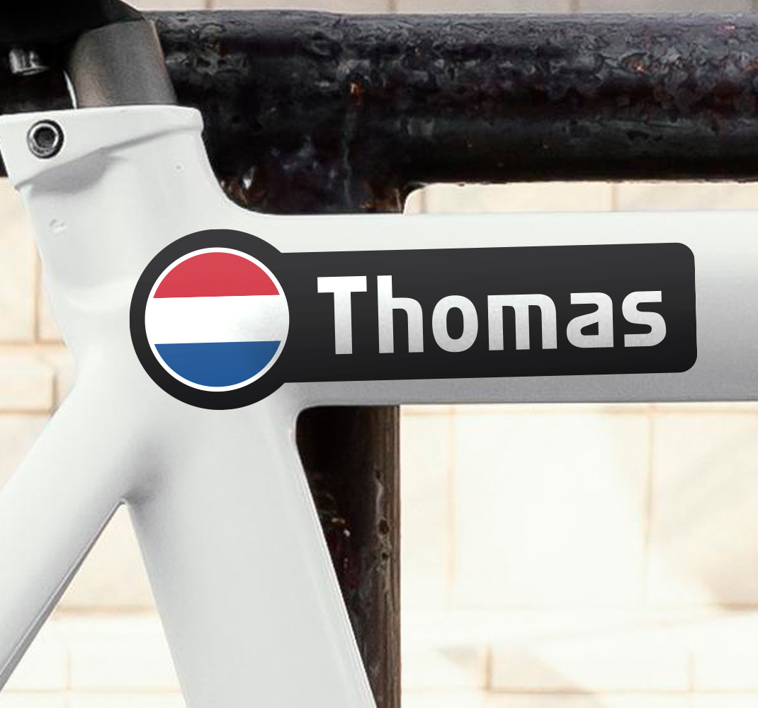Vlag met vette fiets naamsticker