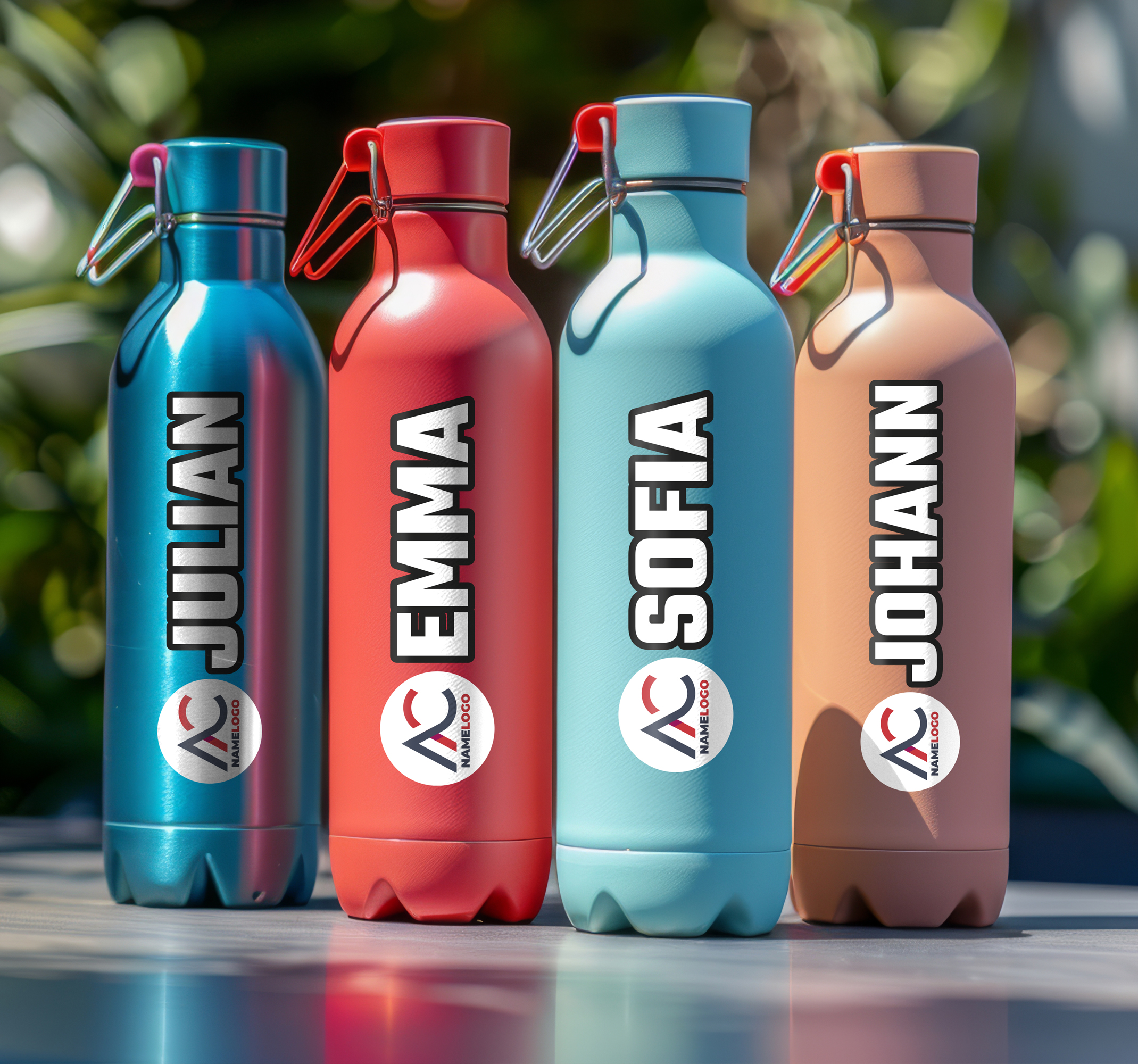 Bidon met naam en afbeelding gepersonaliseerde sticker