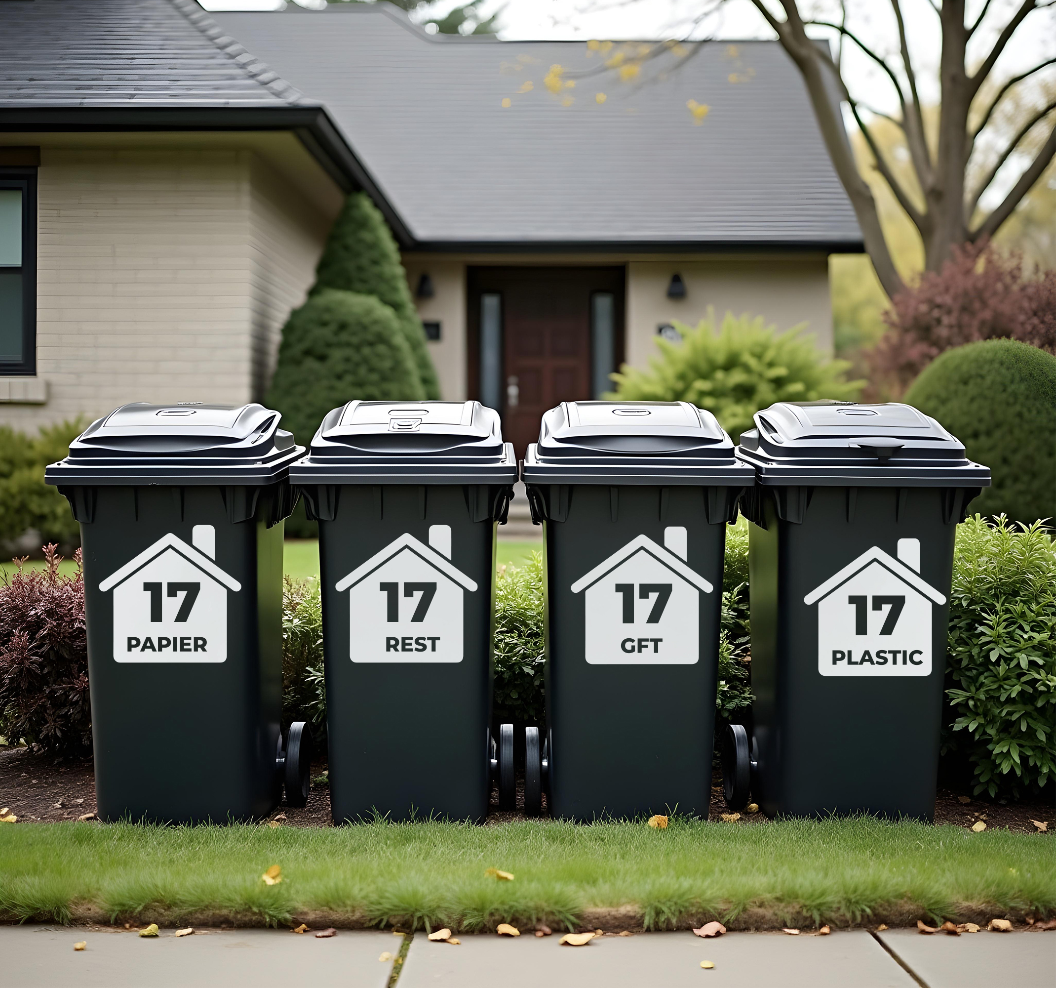 Huisnummer op huis container sticker