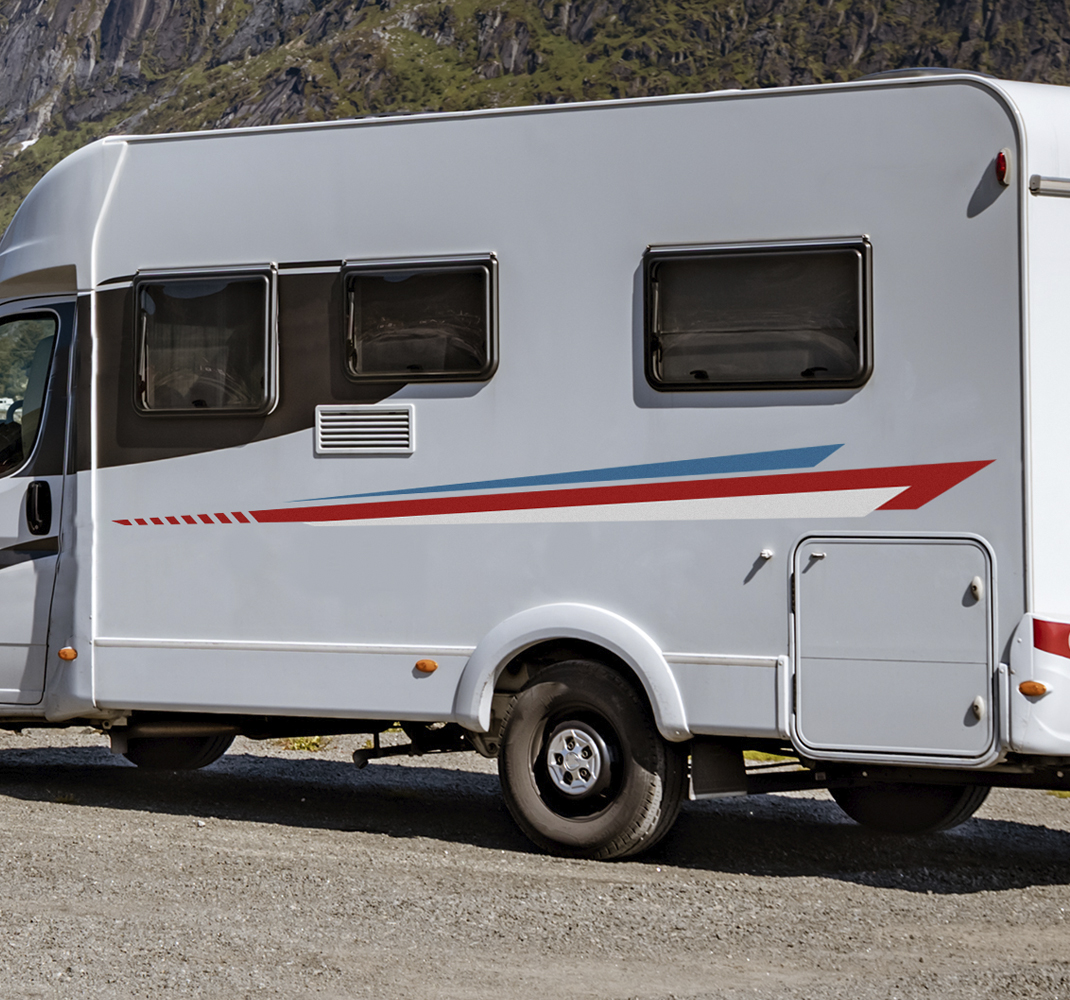 Strepen zijkant caravan sticker