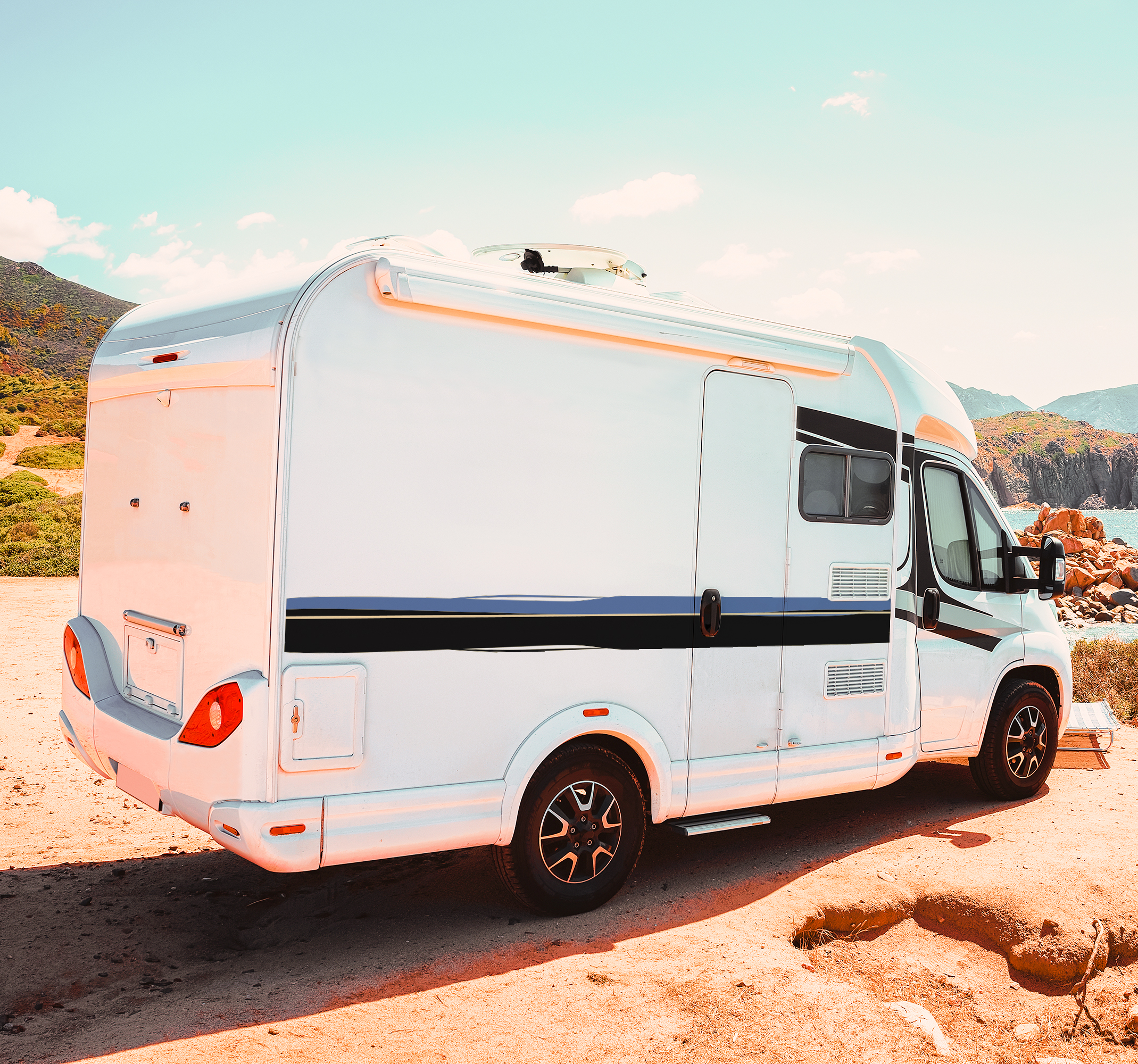 Stickers met lijnen zijbanden Camper sticker