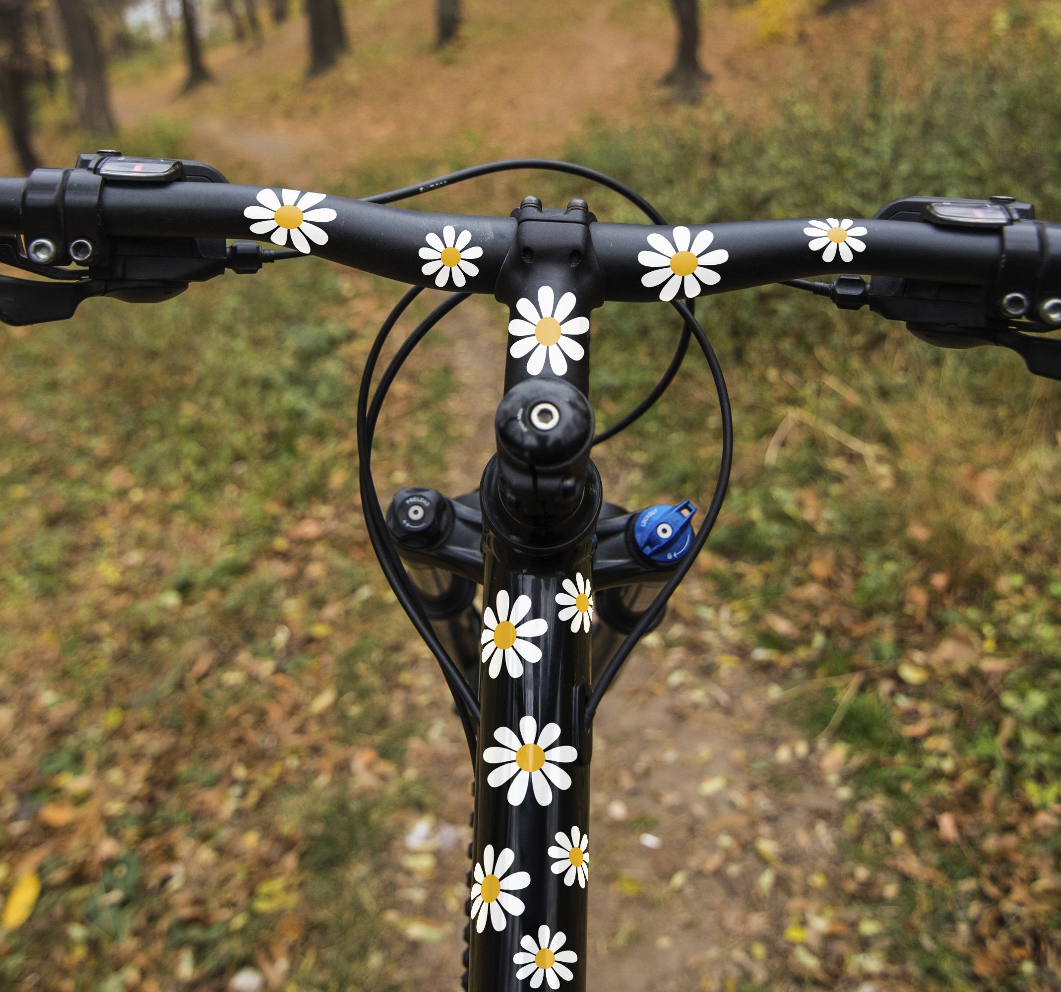 Fiets sticker madeliefjes bloemen