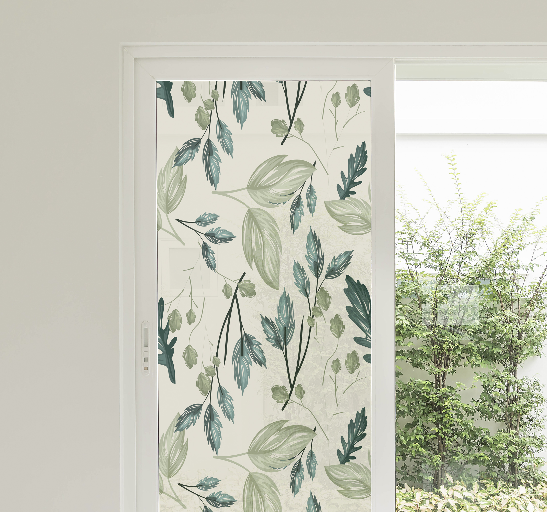 Raamfolie groene planten mozaïek