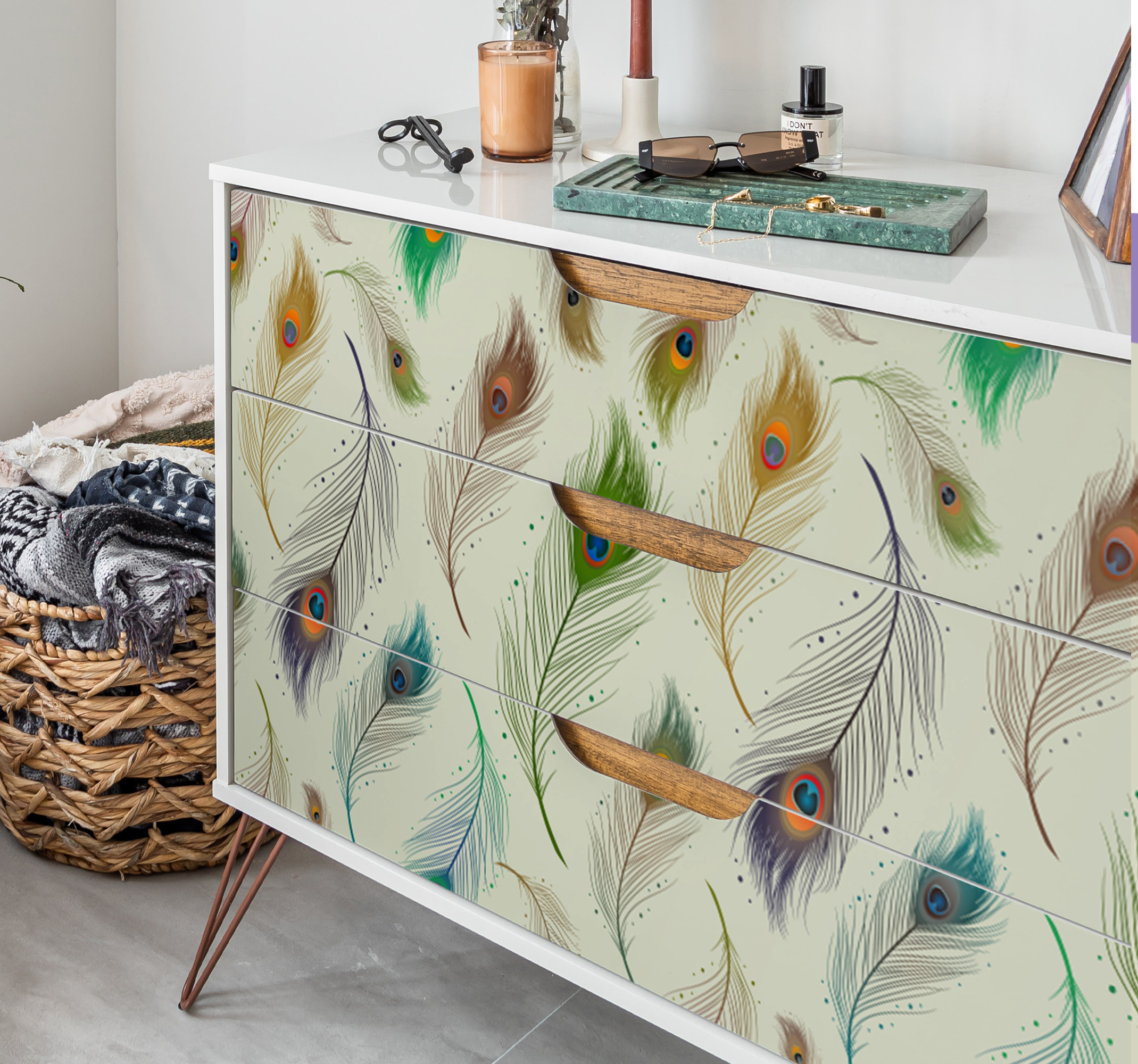 Meubel sticker Pauwenveren