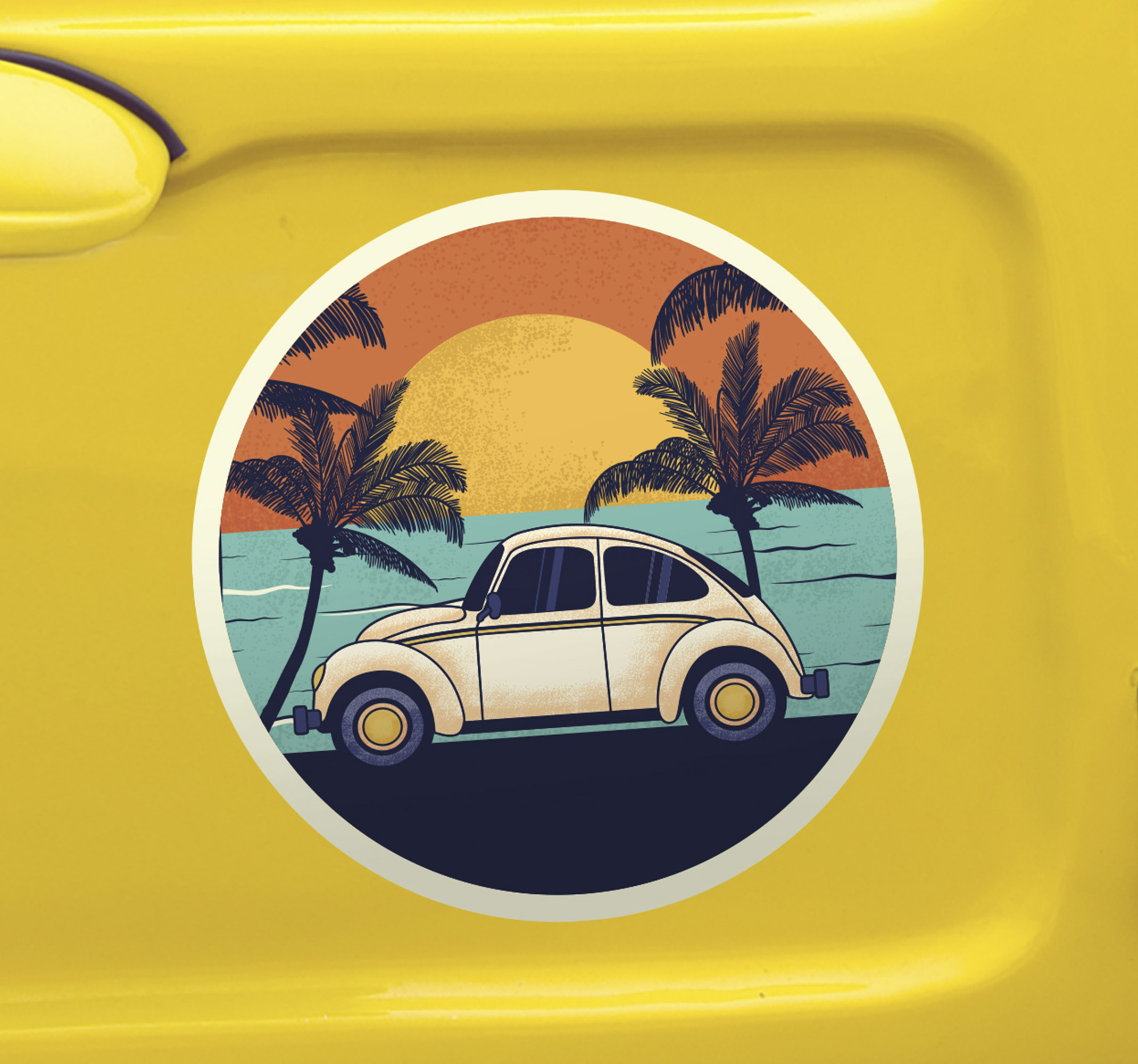 Autostickers Welkom in de auto uit de jaren 70