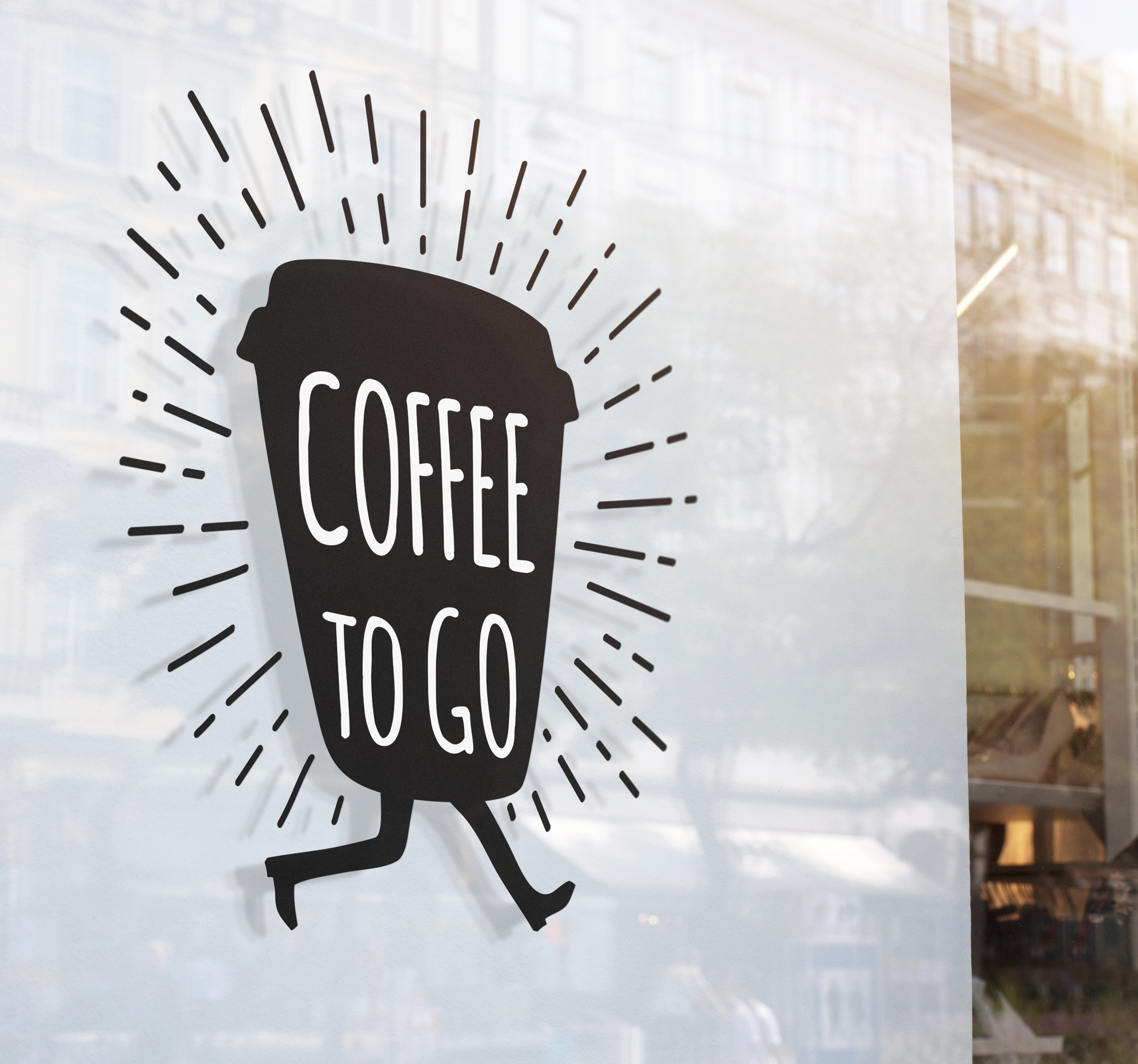 Etalage tekst sticker coffee to go