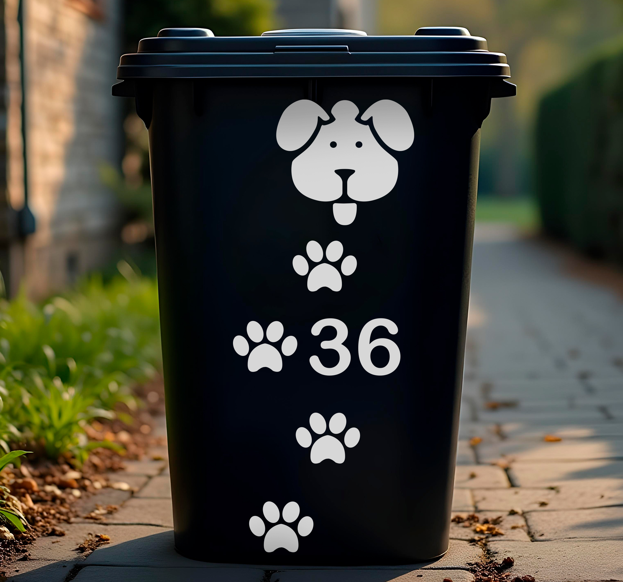 Container sticker Aanpasbare nummerhond en hondenpootafdruk
