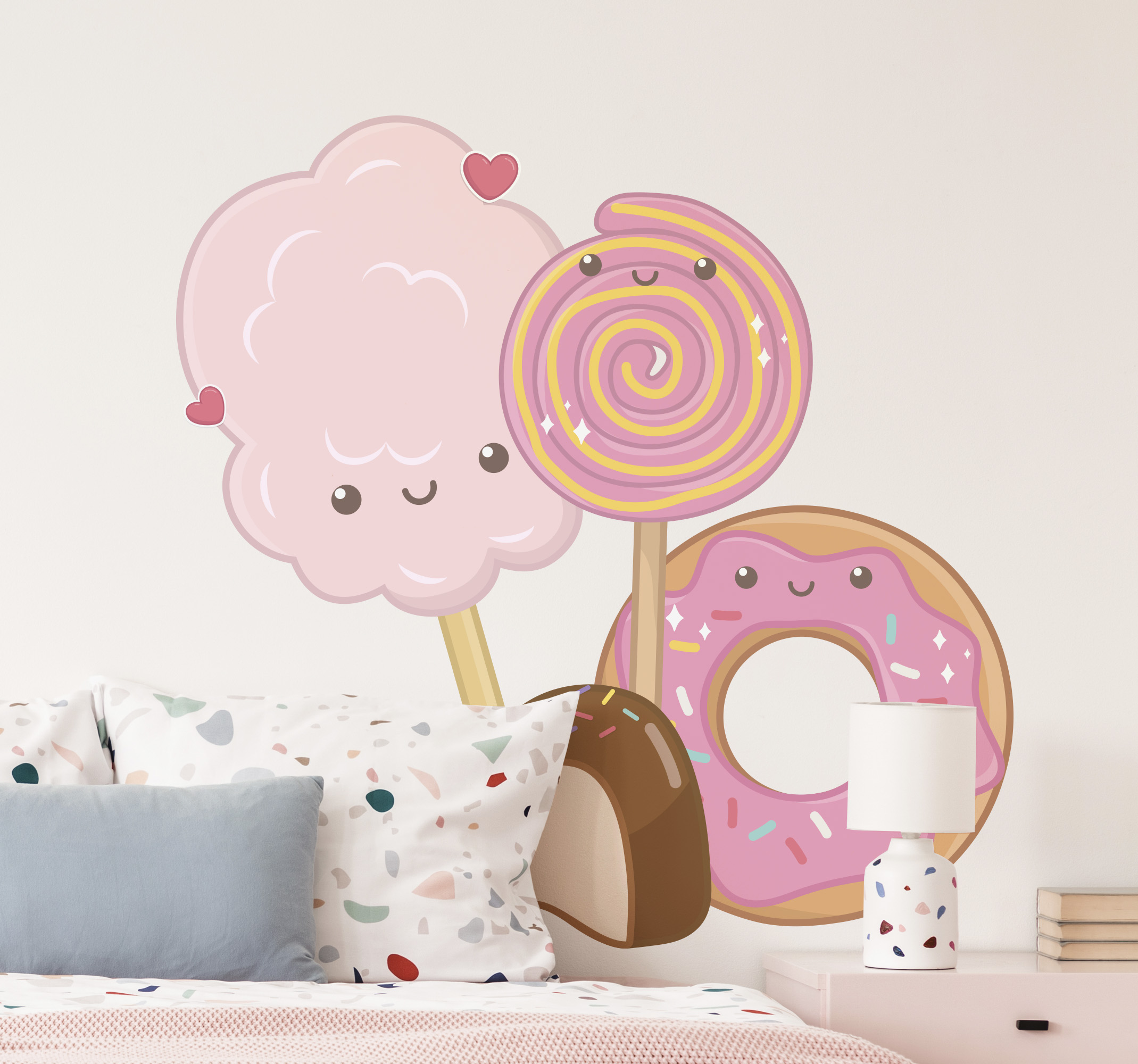Muursticker kinderkamer tekeningen Anime snoepjes