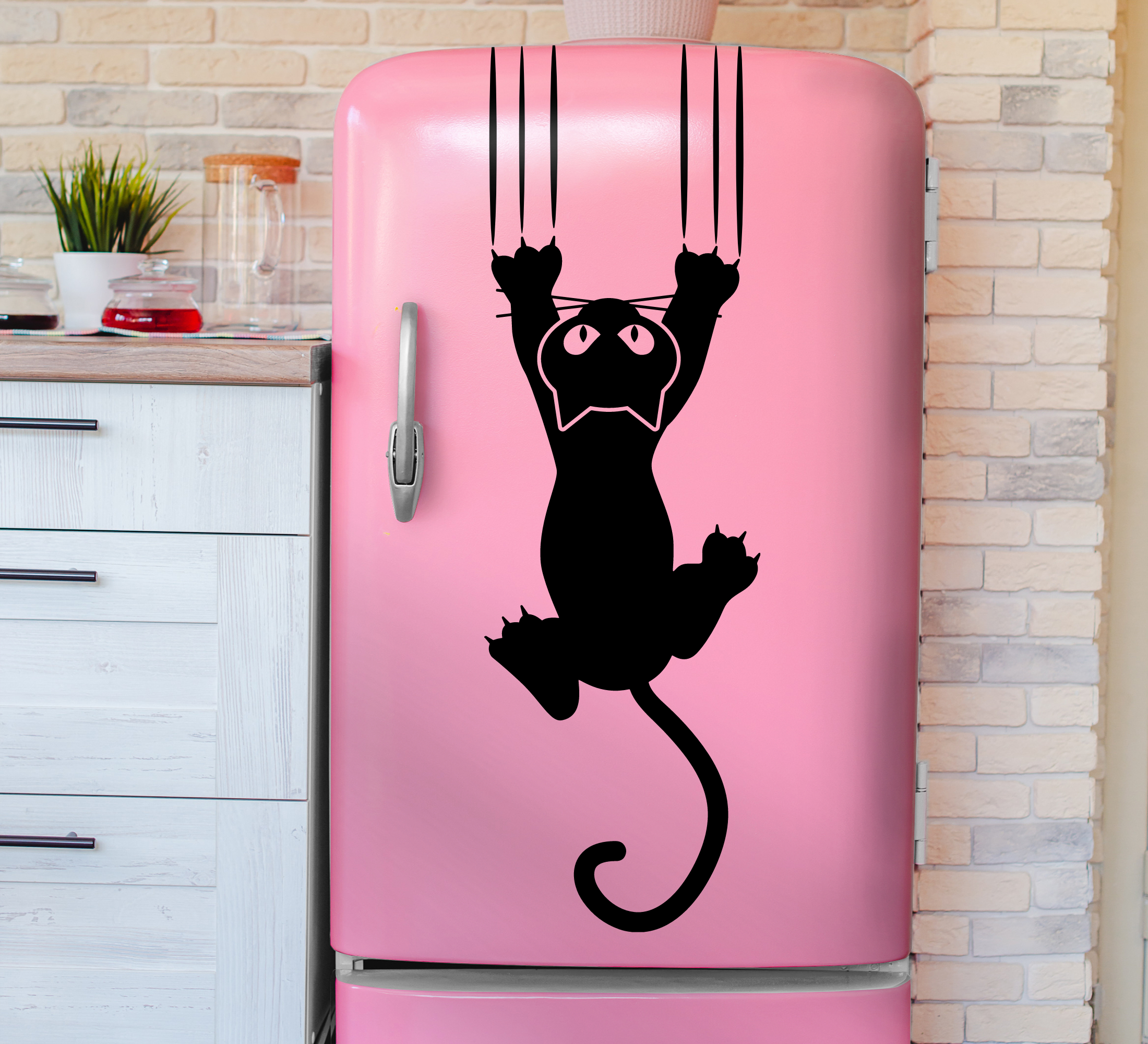 Koelkast sticker Eenkleurig ontwerp grappig dier dat valt