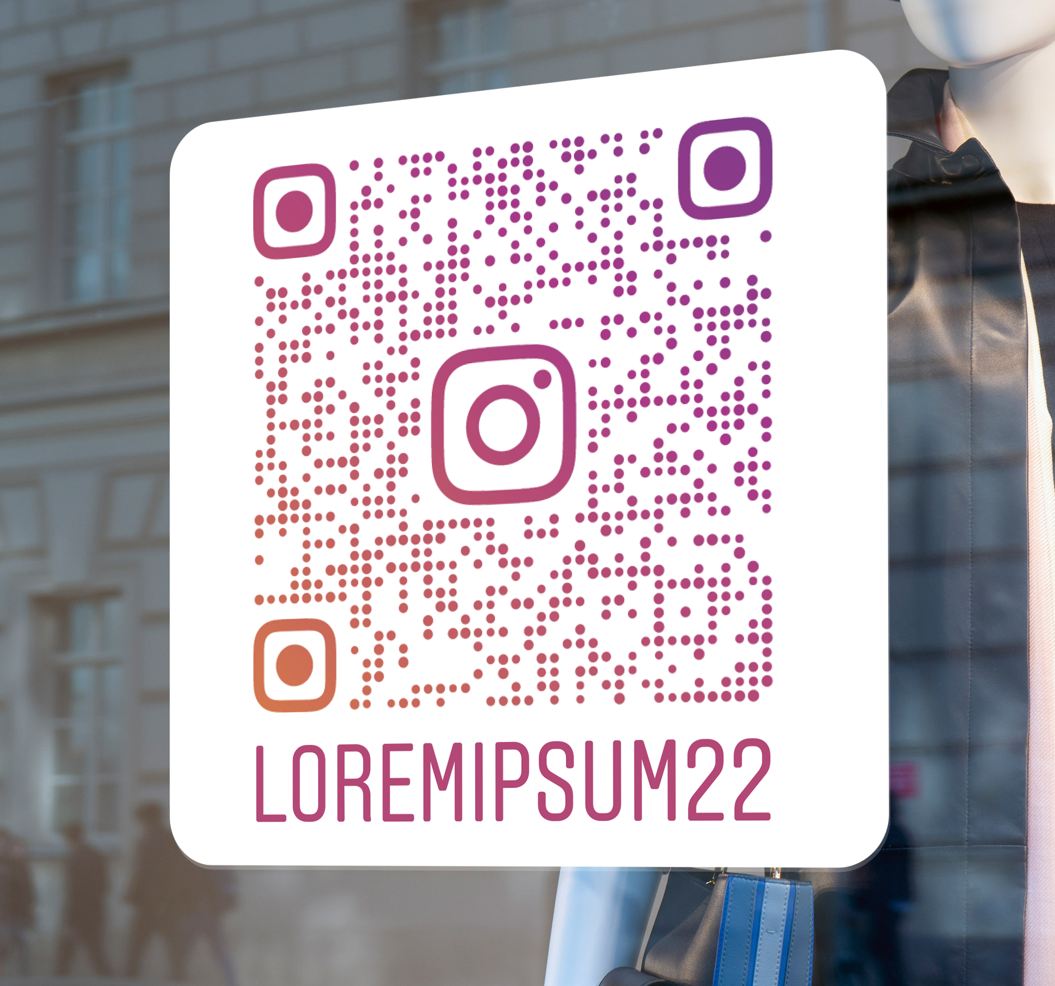 Gepersonaliseerde Instagram qr-code etalage sticker