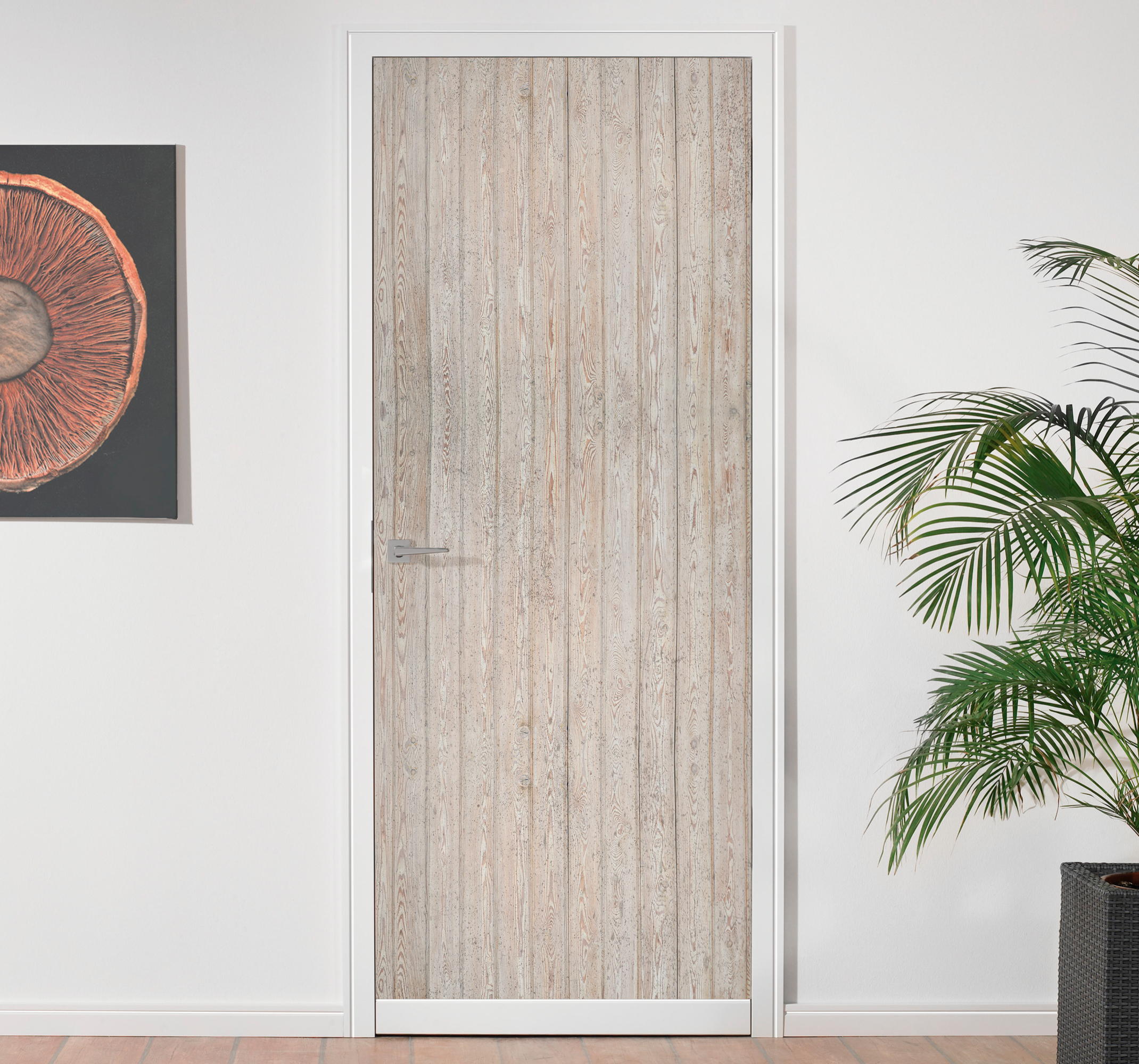 Deur sticker Lichtbruine horizontale planken