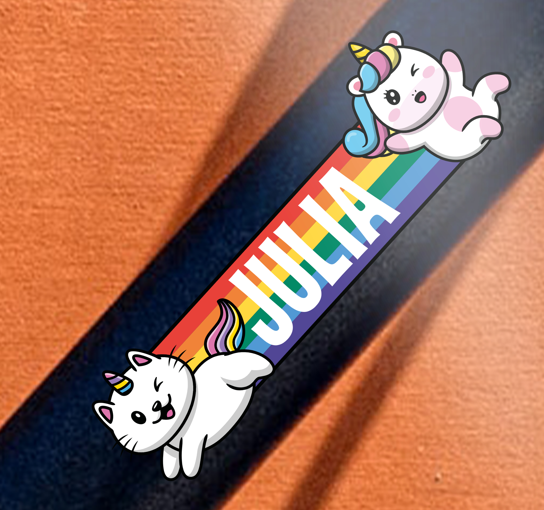 Fiets sticker regenboog met eenhoorn kat