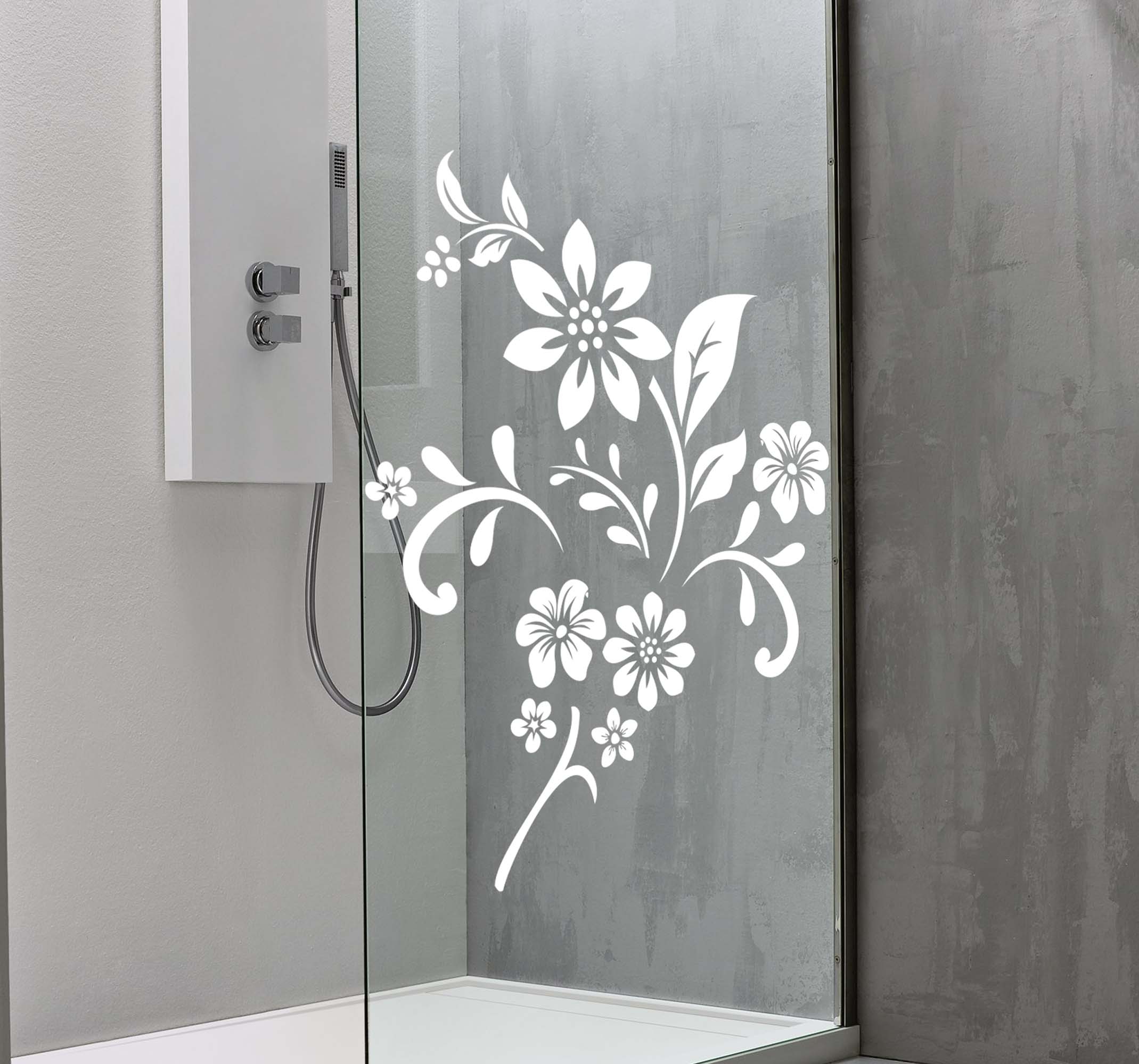 Douchewand sticker bloemenontwerp