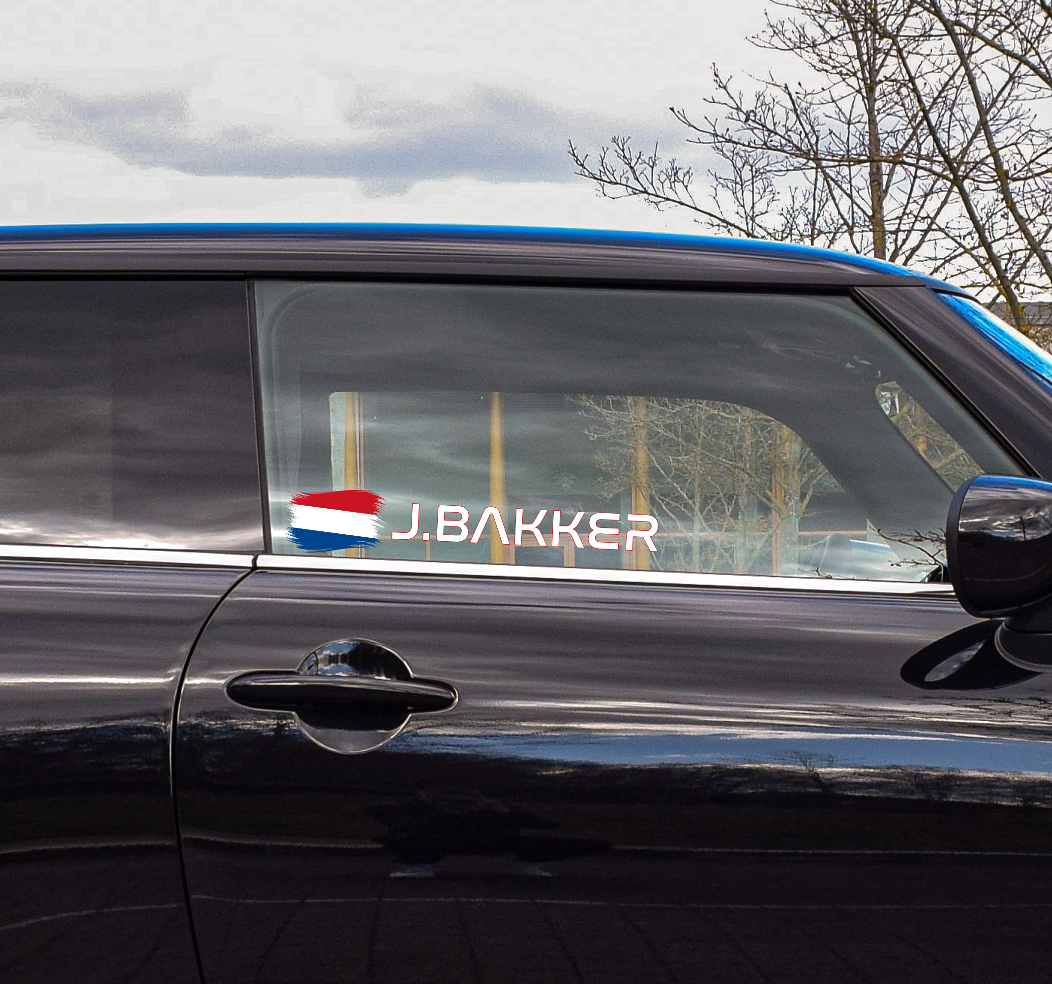 Gepersonaliseerde auto sticker vlag met naam