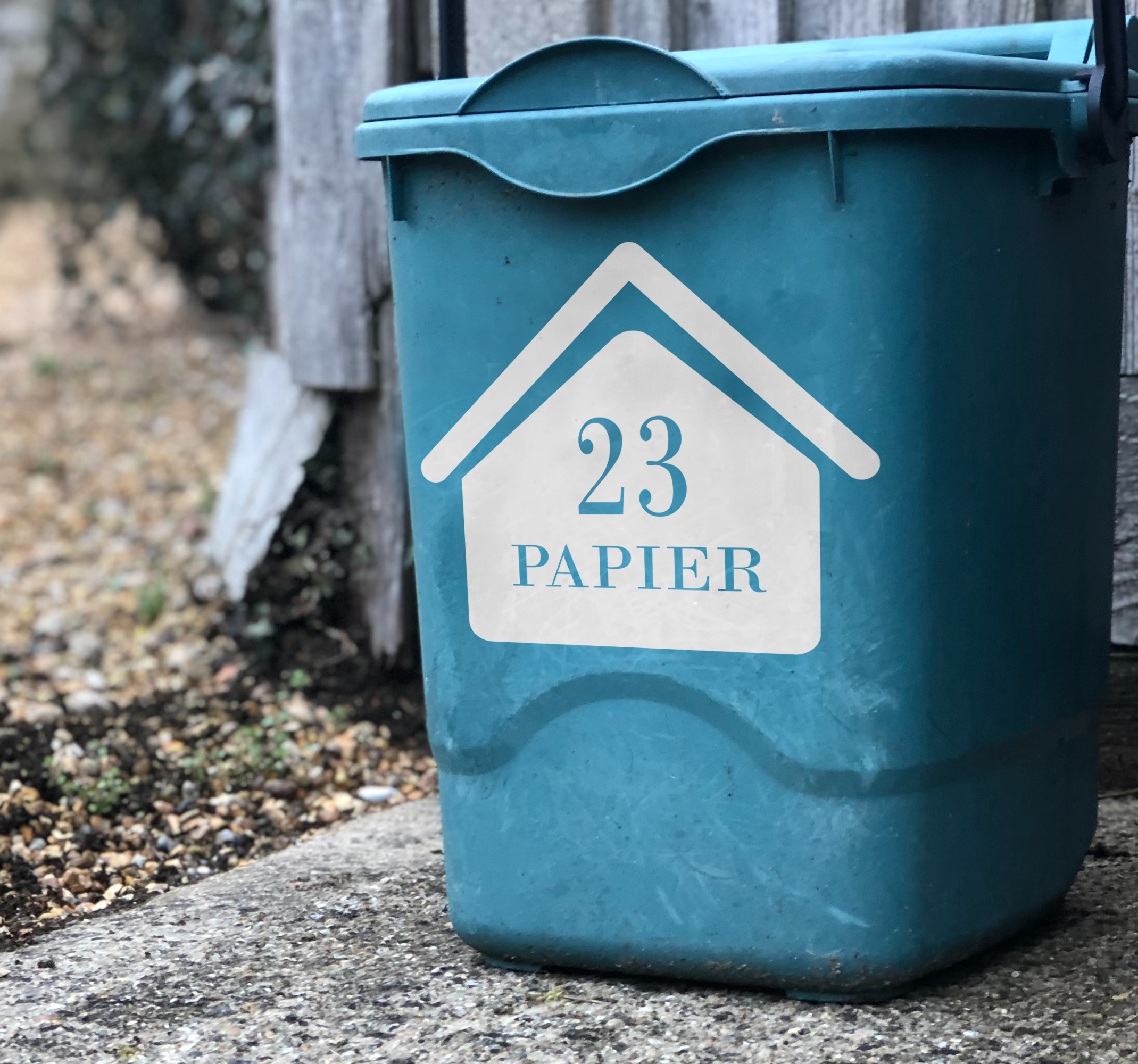 Container sticker met huisnummer