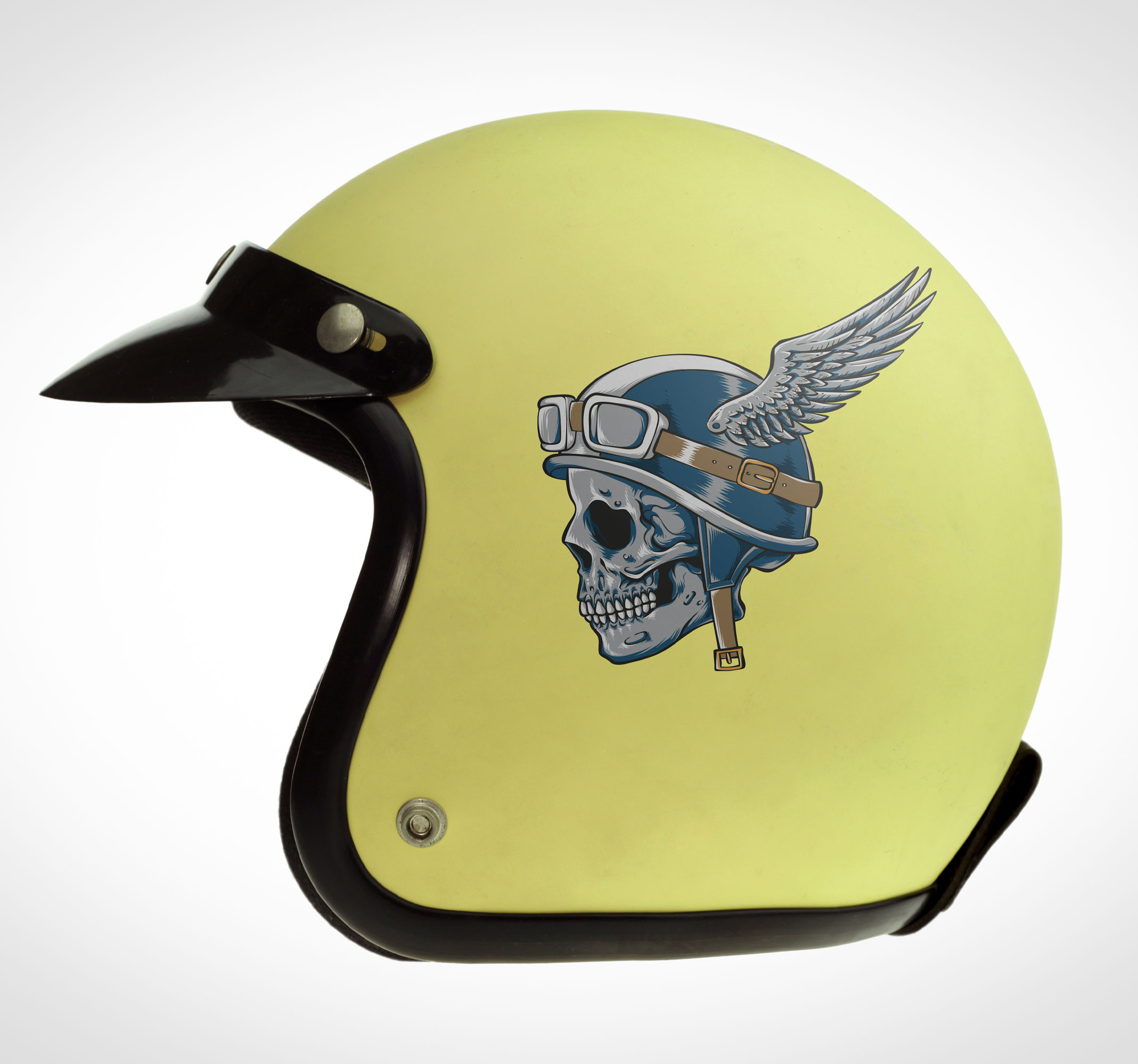 Helm stickers schedel met vleugels