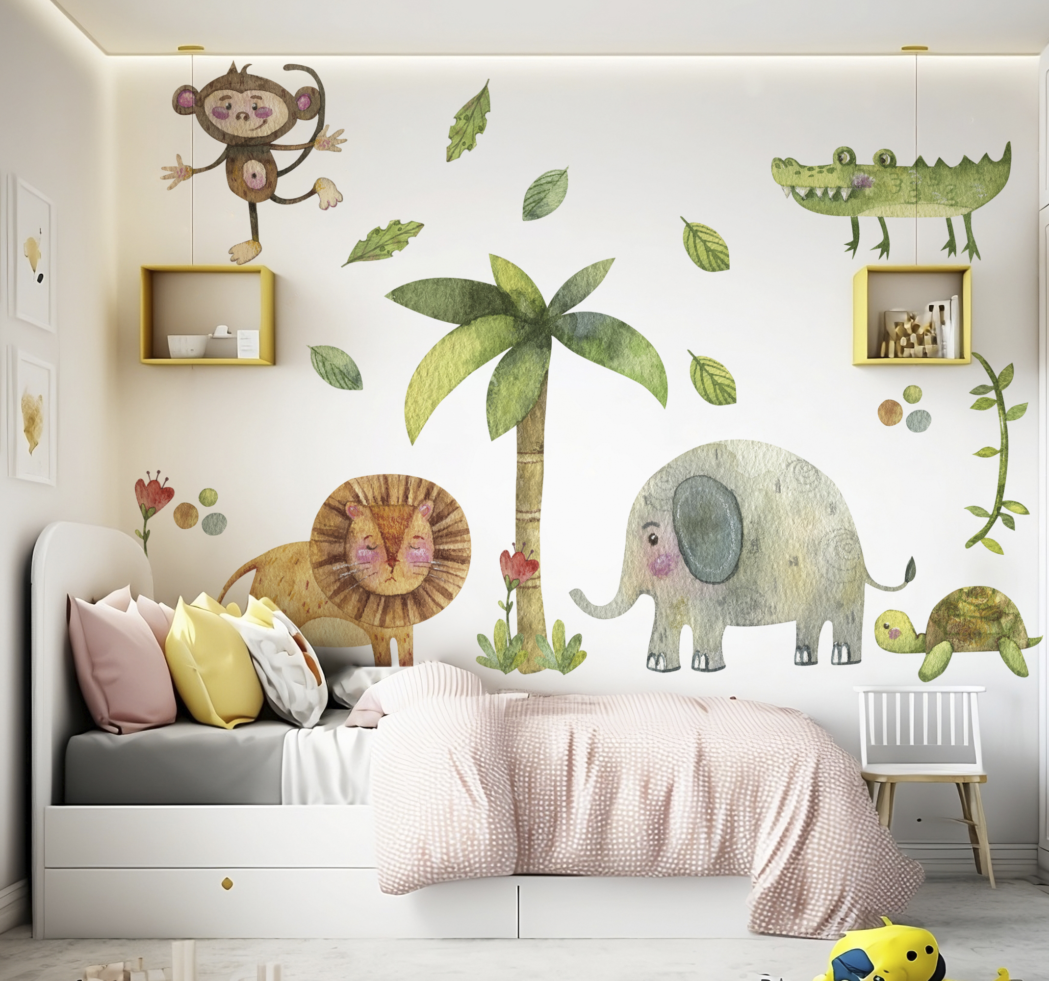 Muursticker kinderkamer met dieren jungle