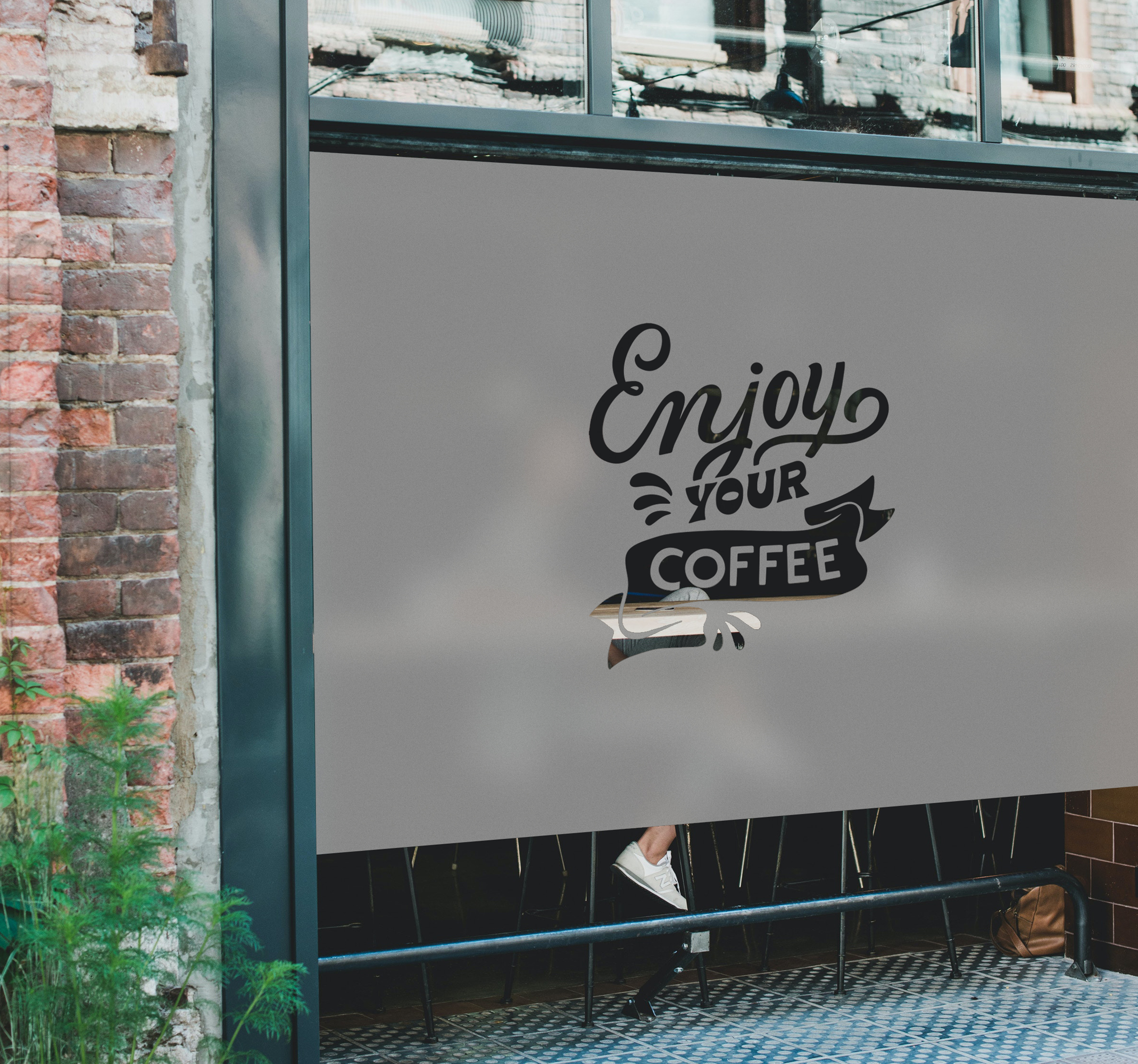 Doorschijnende etalage sticker met gepersonaliseerd logo