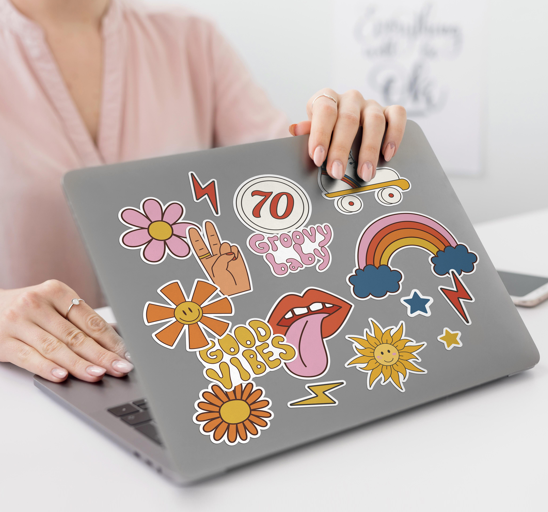 Laptop sticker hippie vibes sticker set