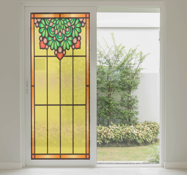 Raamfolie glas in lood plant