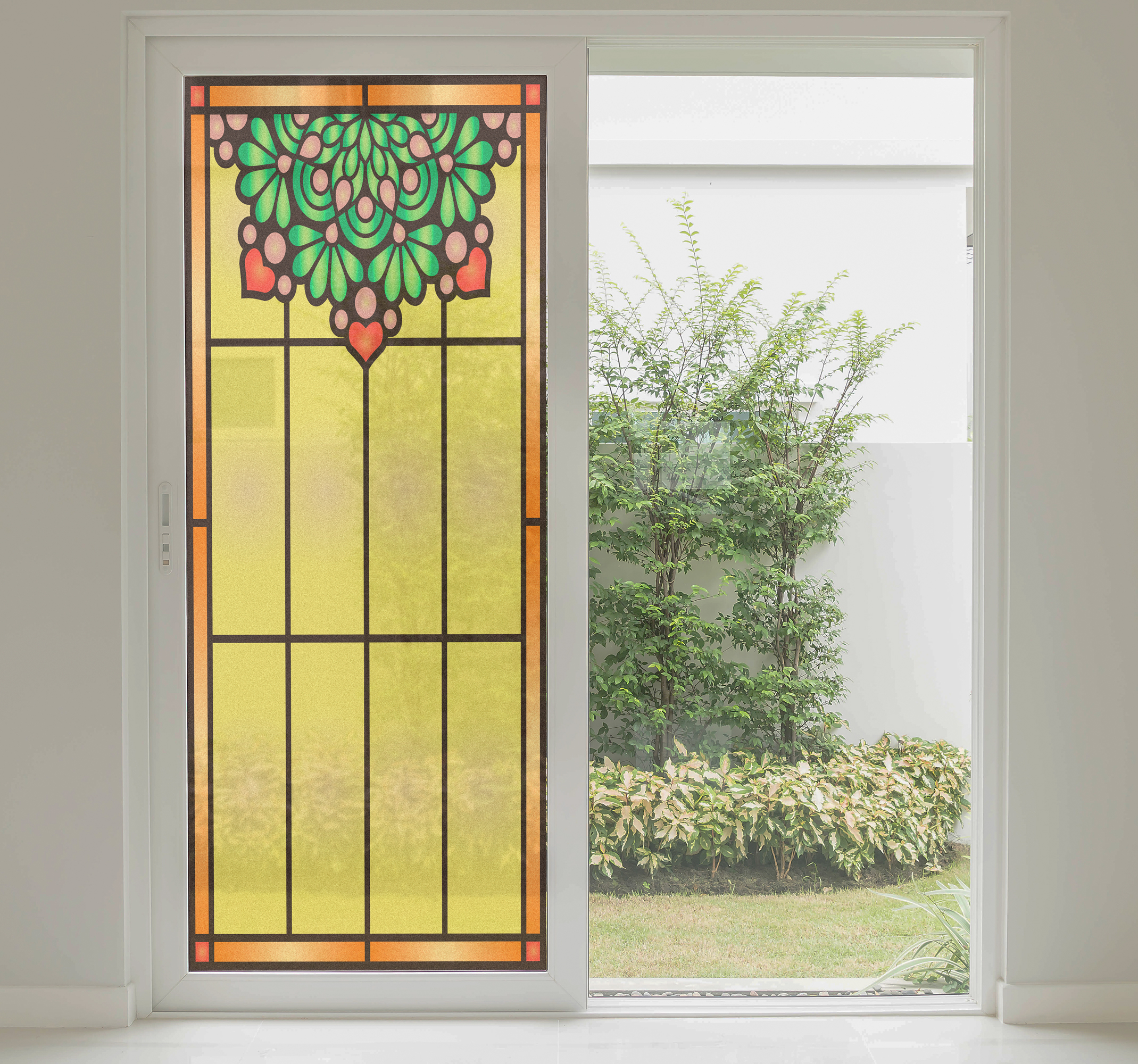 Raamfolie glas in lood plant