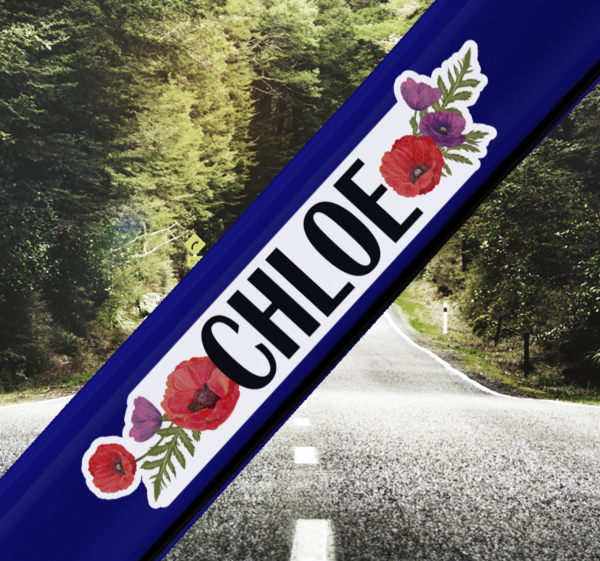 Fiets sticker poppy naam aanpasbaar