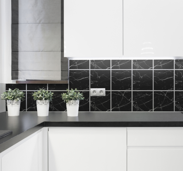 Tegelstickers keuken marmer zwart