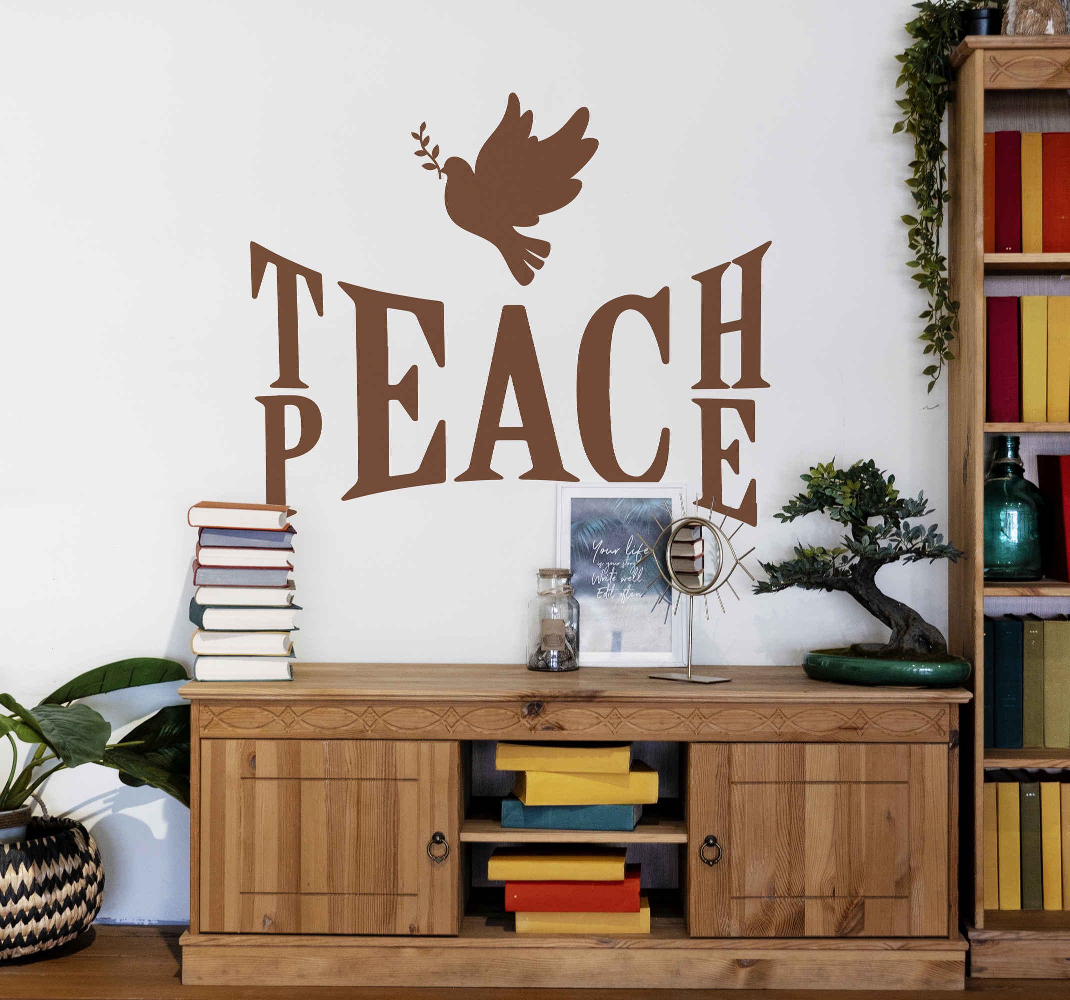 teach peace tekst sticker
