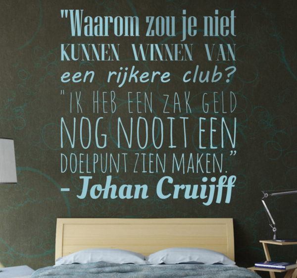 Muursticker voetbal Johan Cruijff winnen van een zak geld