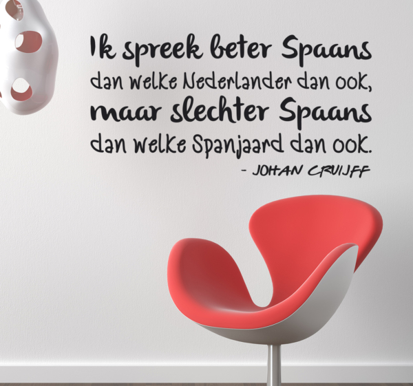 Muursticker citaat Johan Cruijff Spaans