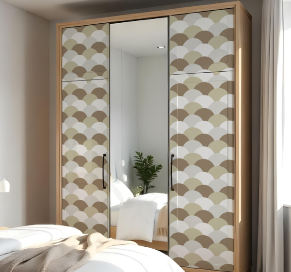 Bruine schubben kast stickers