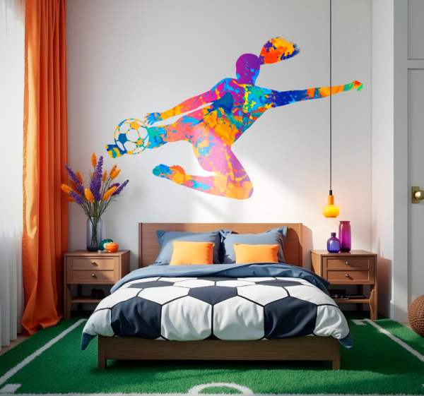 Veelkleurige speler voetbal muursticker
