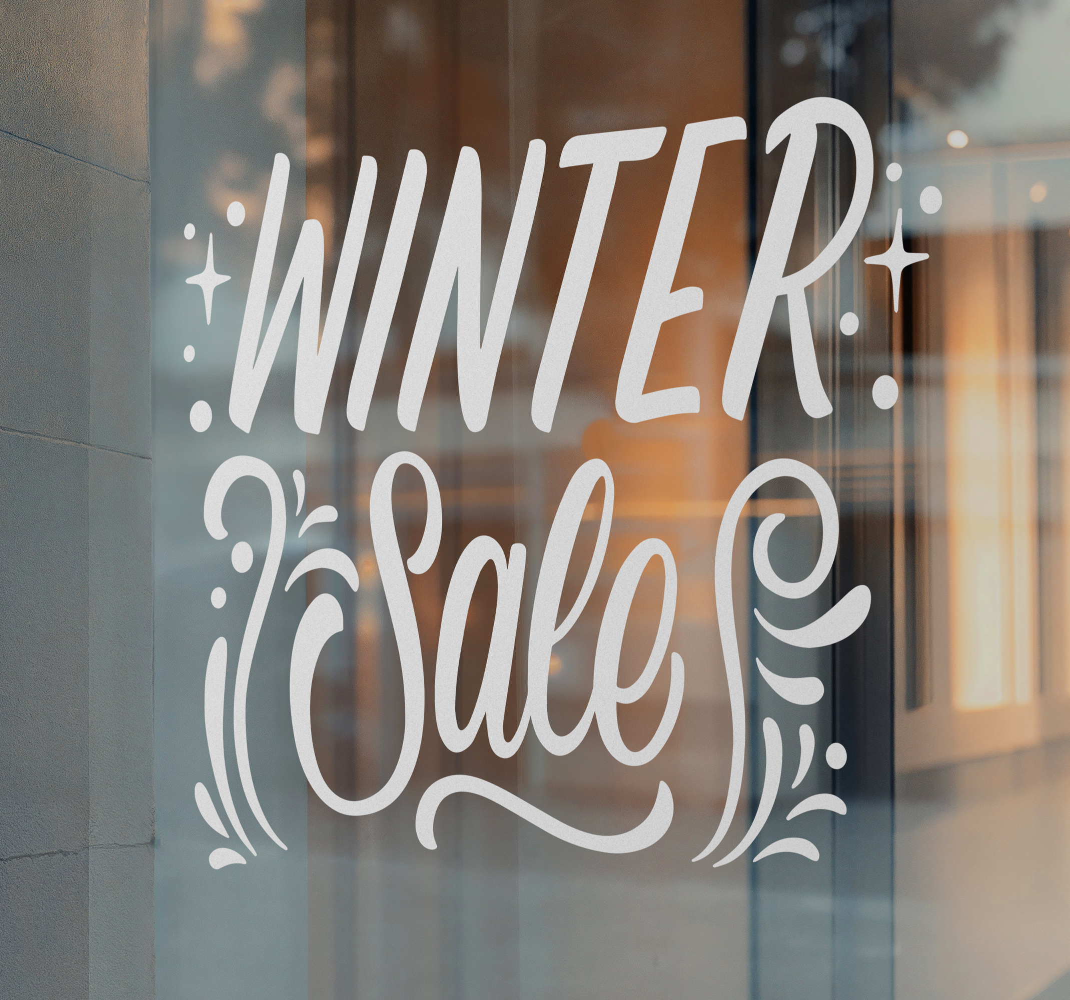Eenkleurige winter korting sticker