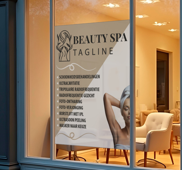 Doorschijnende schoonheidssalons diensten etalage sticker