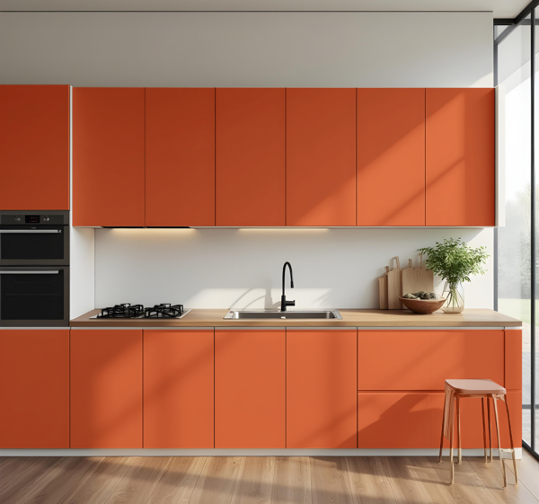 Glanzende oranje kleur keuken muursticker