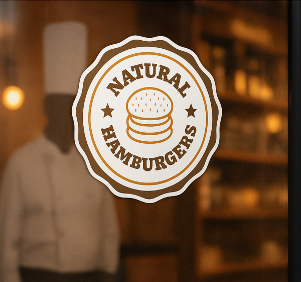 Natuurlijke hamburgers restaurant sticker