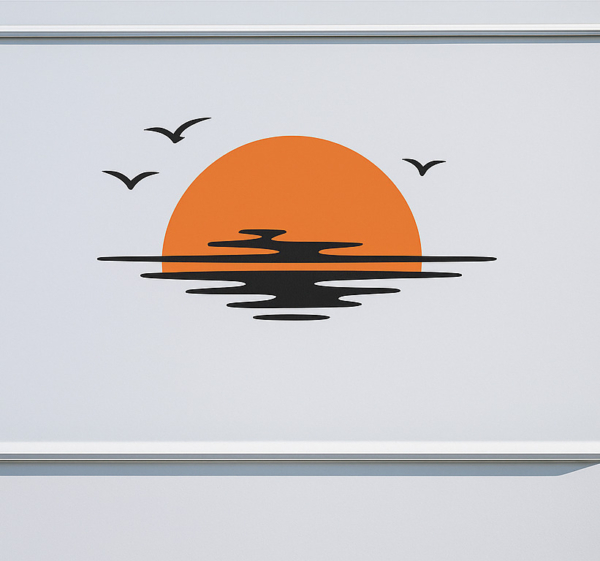 Esthetische zonsondergang caravan sticker