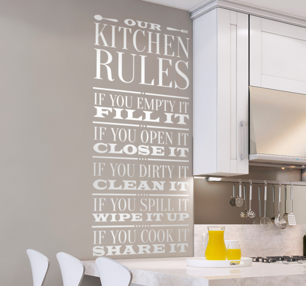 Muursticker keuken kitchen rules