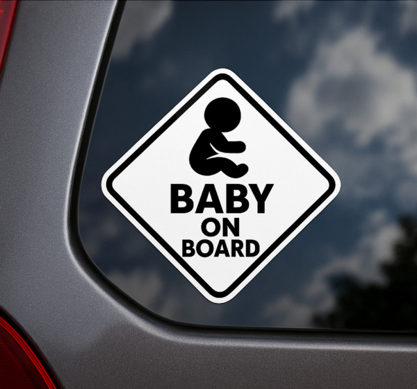 Zwart-wit ontwerp sticker baby aan board