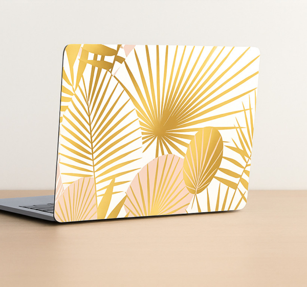 Gouden tropische bladeren laptop sticker